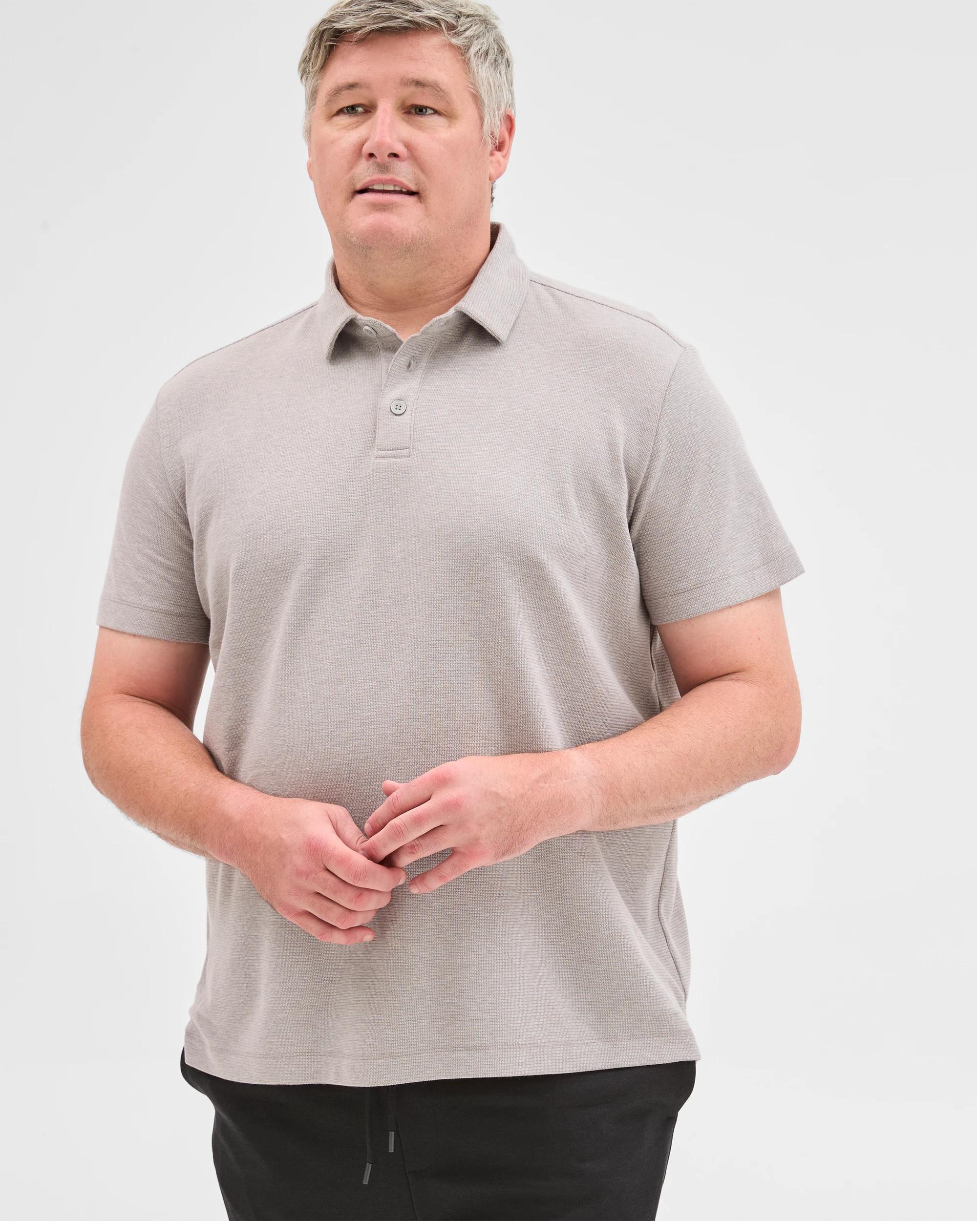 1 Target Plus Size Australian Cotton Blend Textured Polo Top GREY, 1 of 5