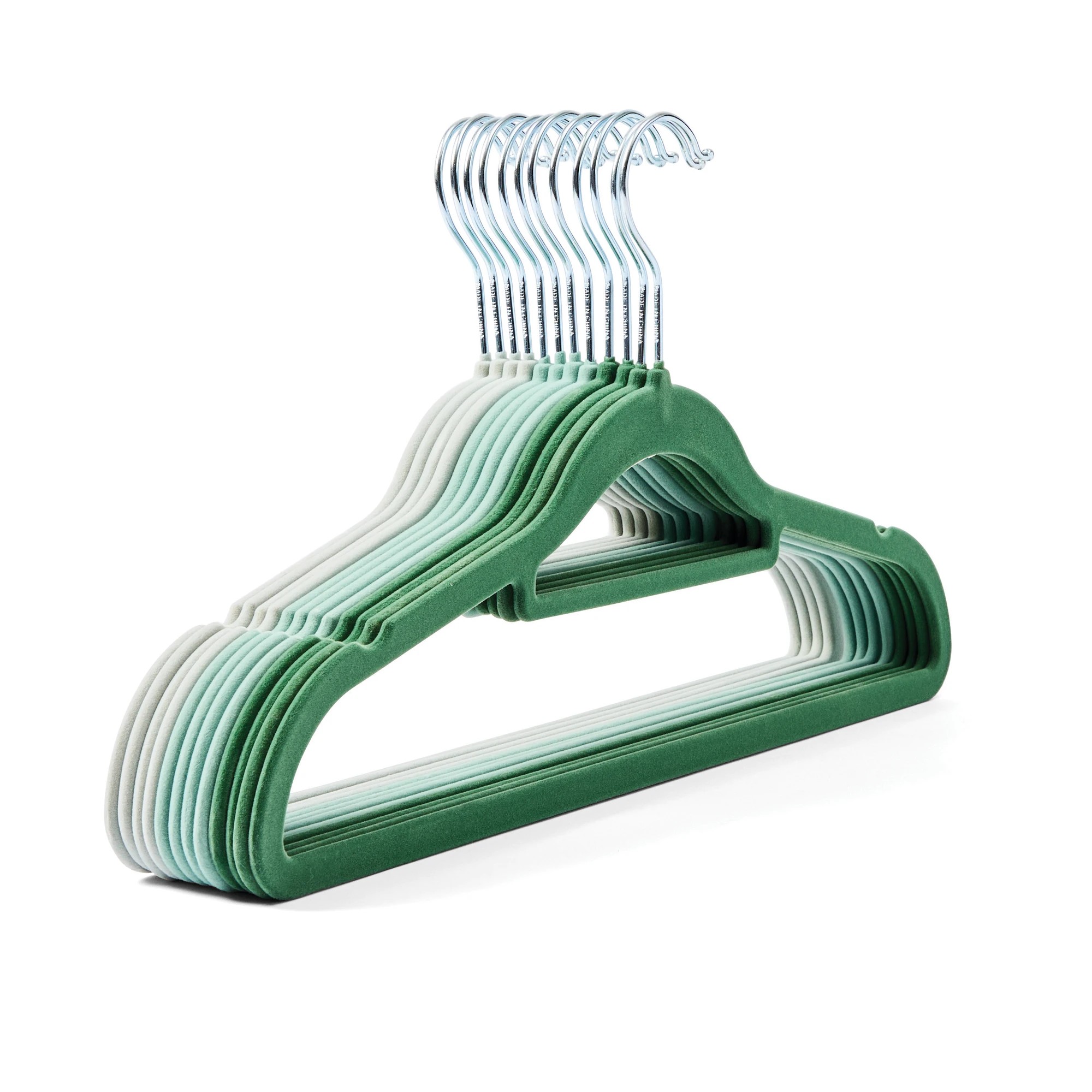 4 12 Pack Flocked Hangers - Green, 4 of 8
