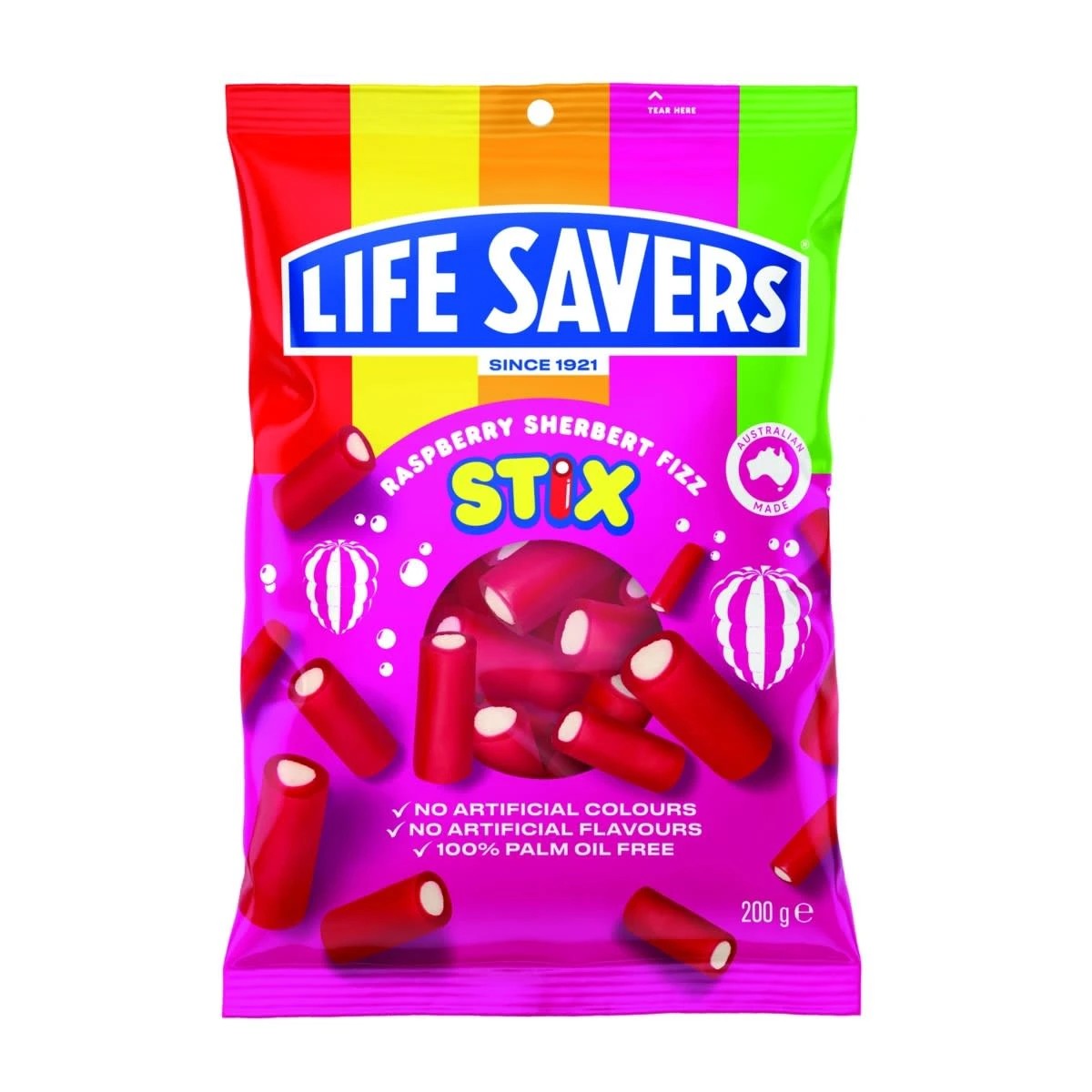 1 Life Savers Raspberry Sherbert Fizz Stix 200g