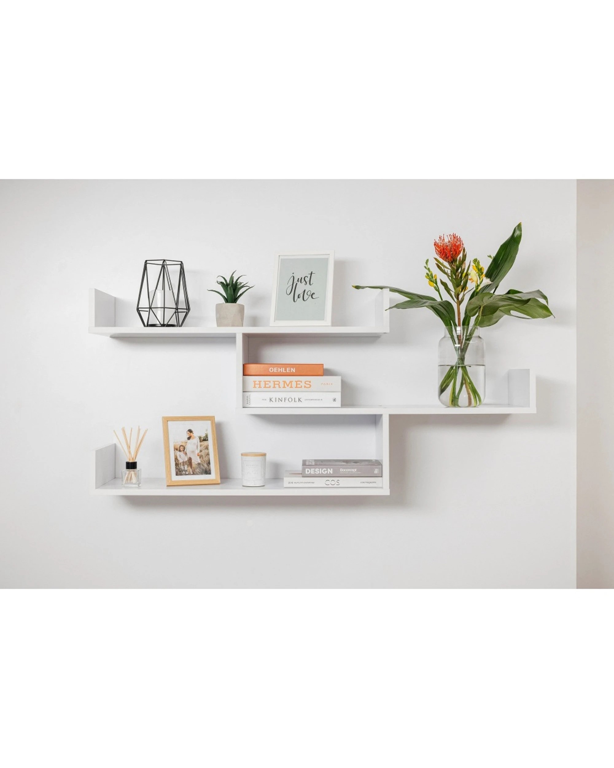 2 European Cabinetry Zurich Shelf Set Modern Level Decorative Display - White, 2 of 2