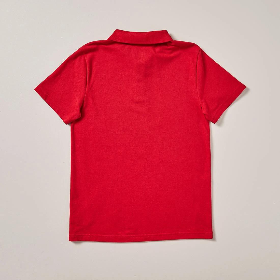 10 Target Youth Short Sleeve School Polo — Cotton-rich, Stain-release, Button-down Collar, Size 5-6, White RED, 10 of 10