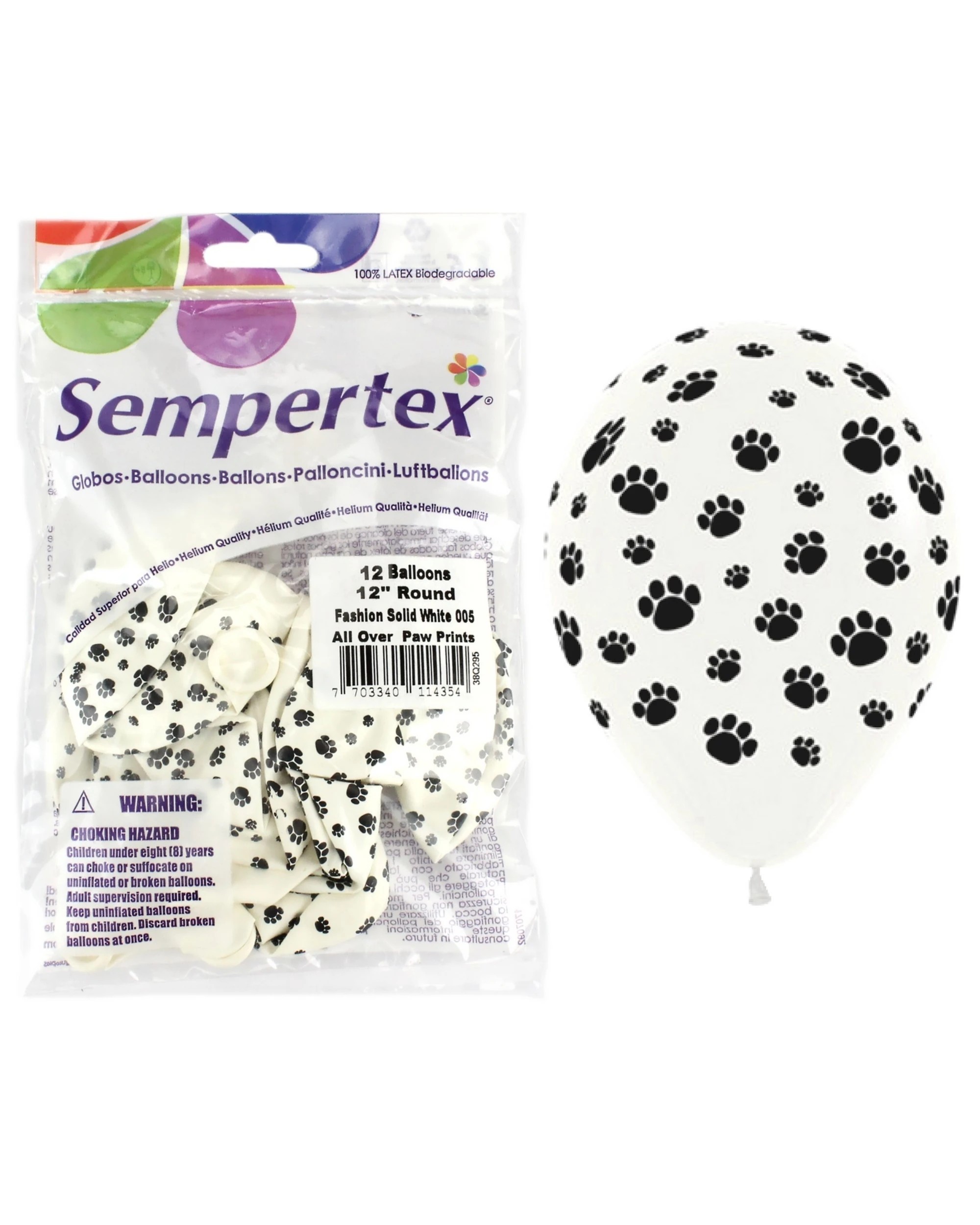 2 Sempertex Sempertex All Over Paw Print Balloons Pack of 12, 2 of 2