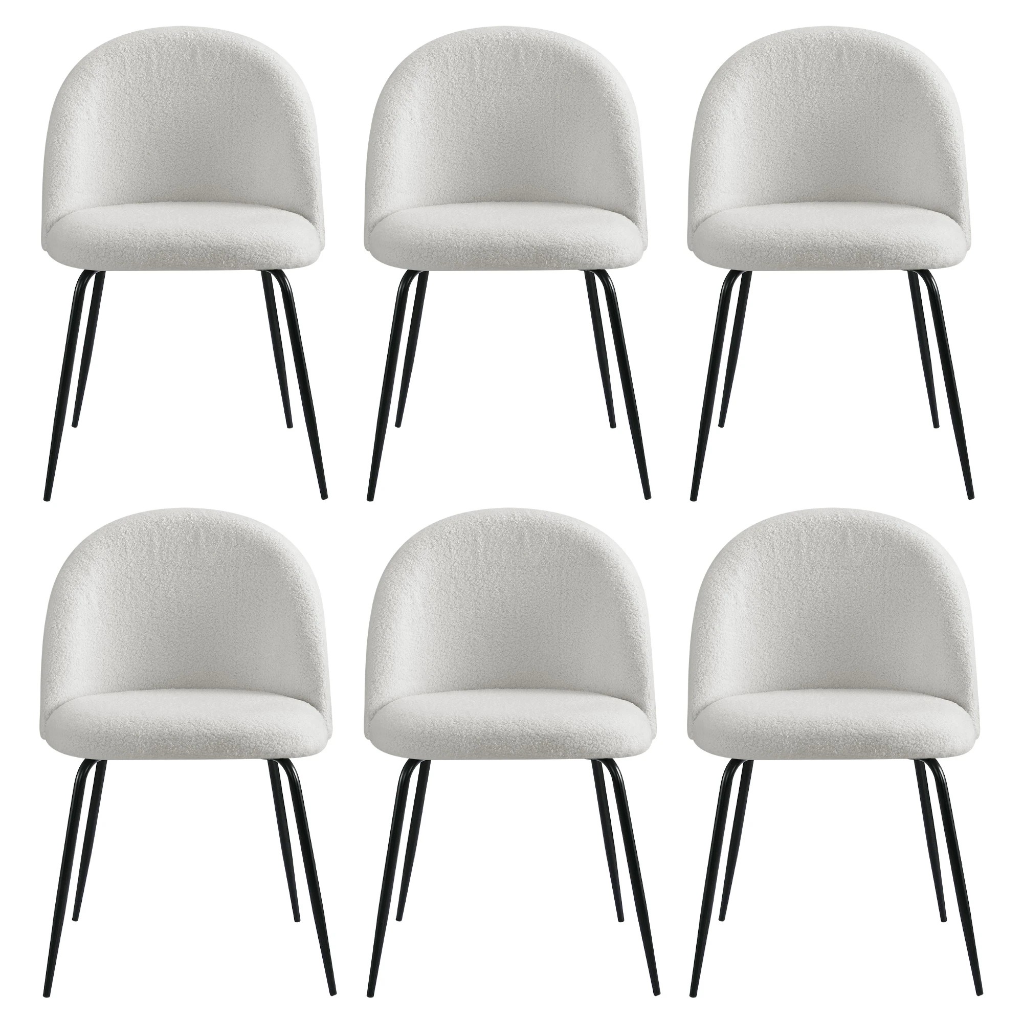 3 Artiss Dining Chairs Set of 6 Sherpa Boucle - White, 3 of 8