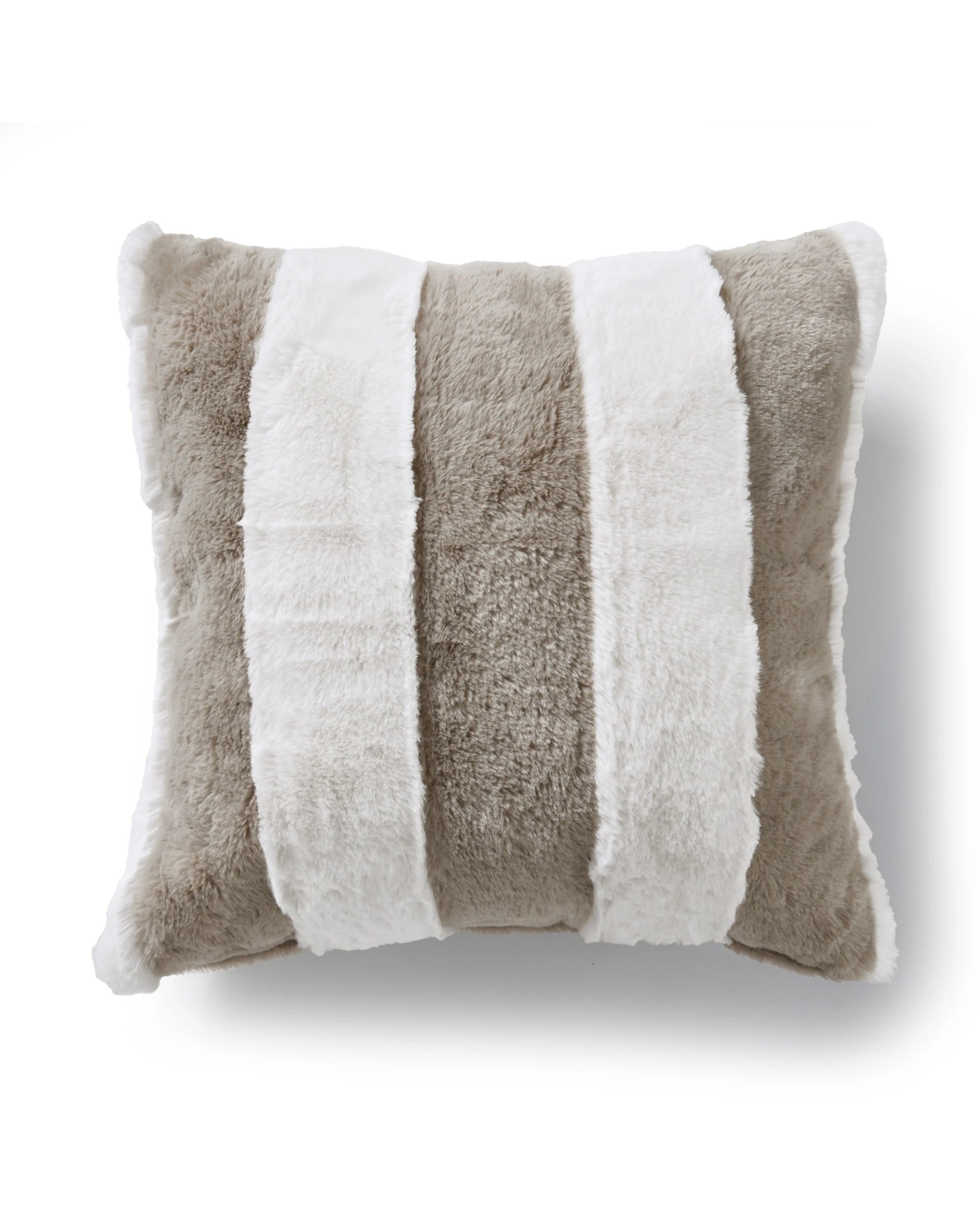 1 Dreamaker Denver Carved Stripe Faux Fur Cushion 50x50cm - Natural, 1 of 6