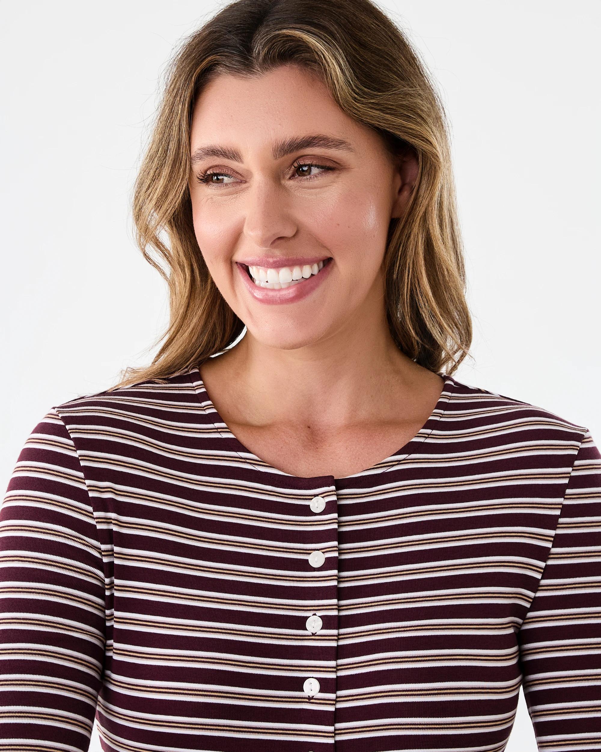 4 Long Sleeve Stripe Cardigan Portstripe, 4 of 7