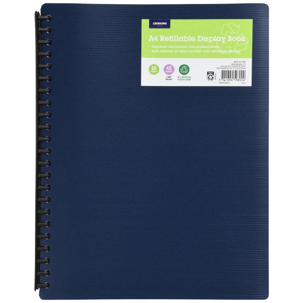 1 J.Burrows Refillable Display Book 60 Pockets Navy, 1 of 3