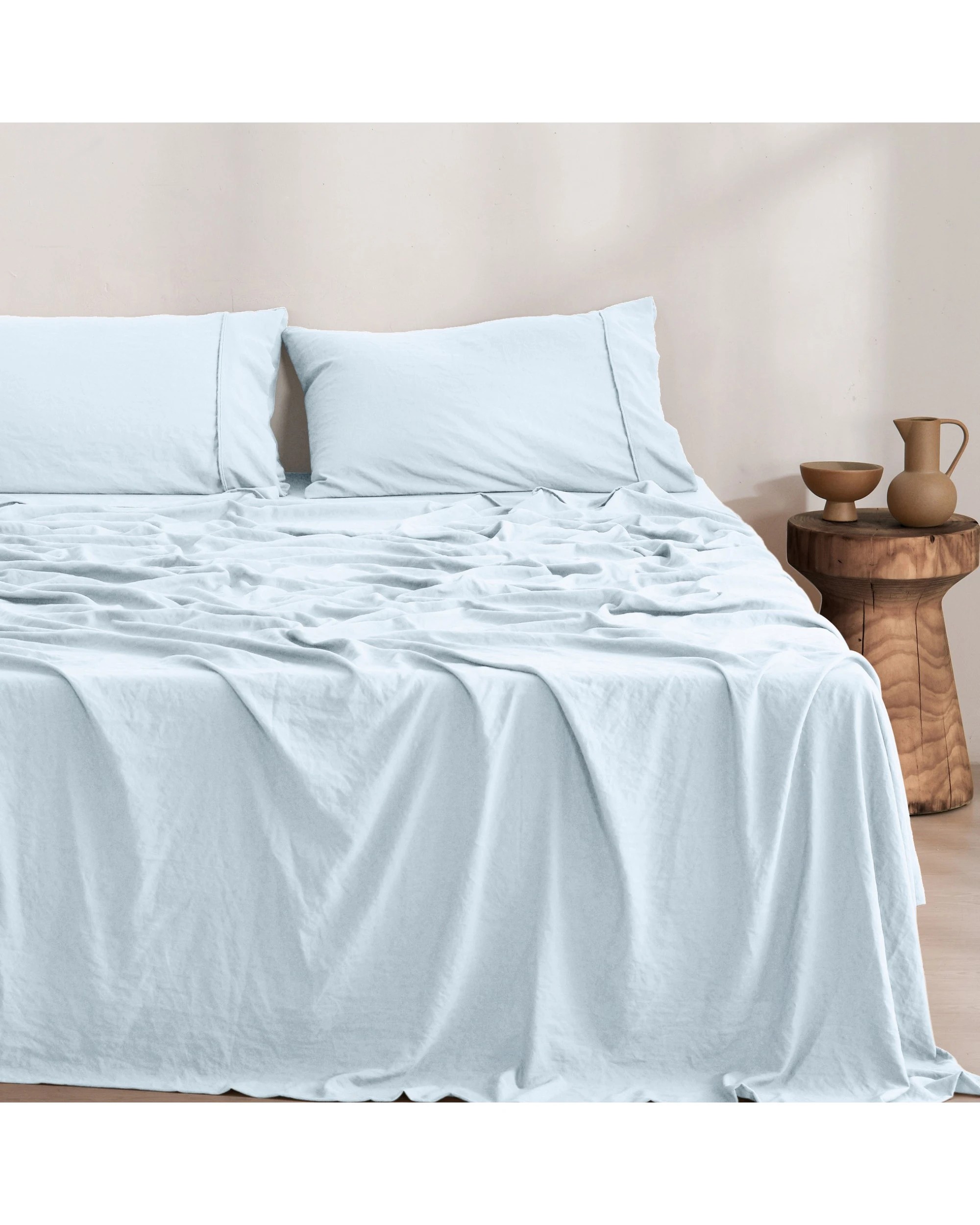 2 Dreamaker Superfine Washed Microfibre Sheet Set - Super King Bed - Ice Blue, 2 of 7
