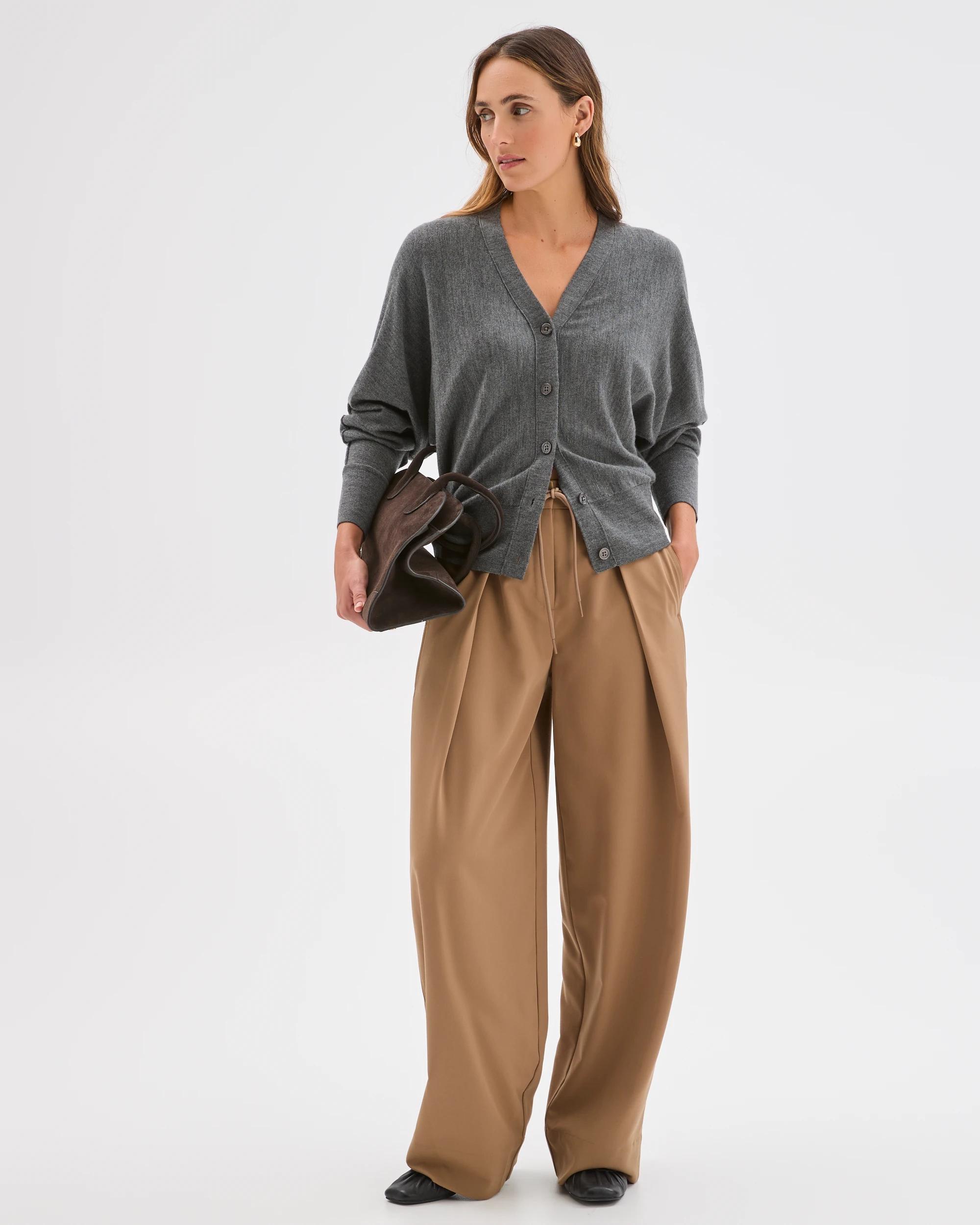 3 Preview Australian Merino Wool Batwing Cardigan CHARCOAL, 3 of 10