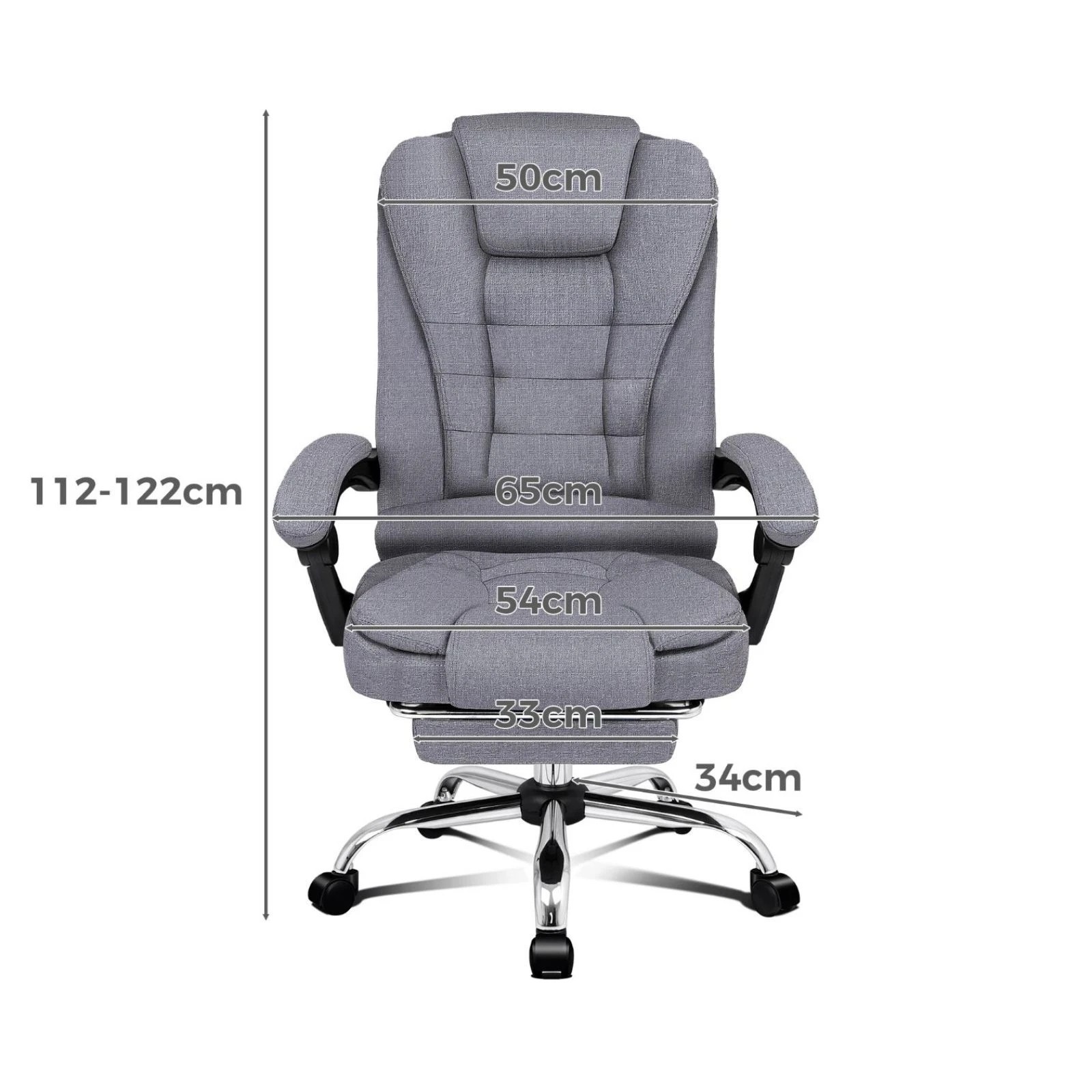 3 Alfordson Office Chair Gaming Executive Computer Racer Footrest Fabric - Grey, 3 of 10