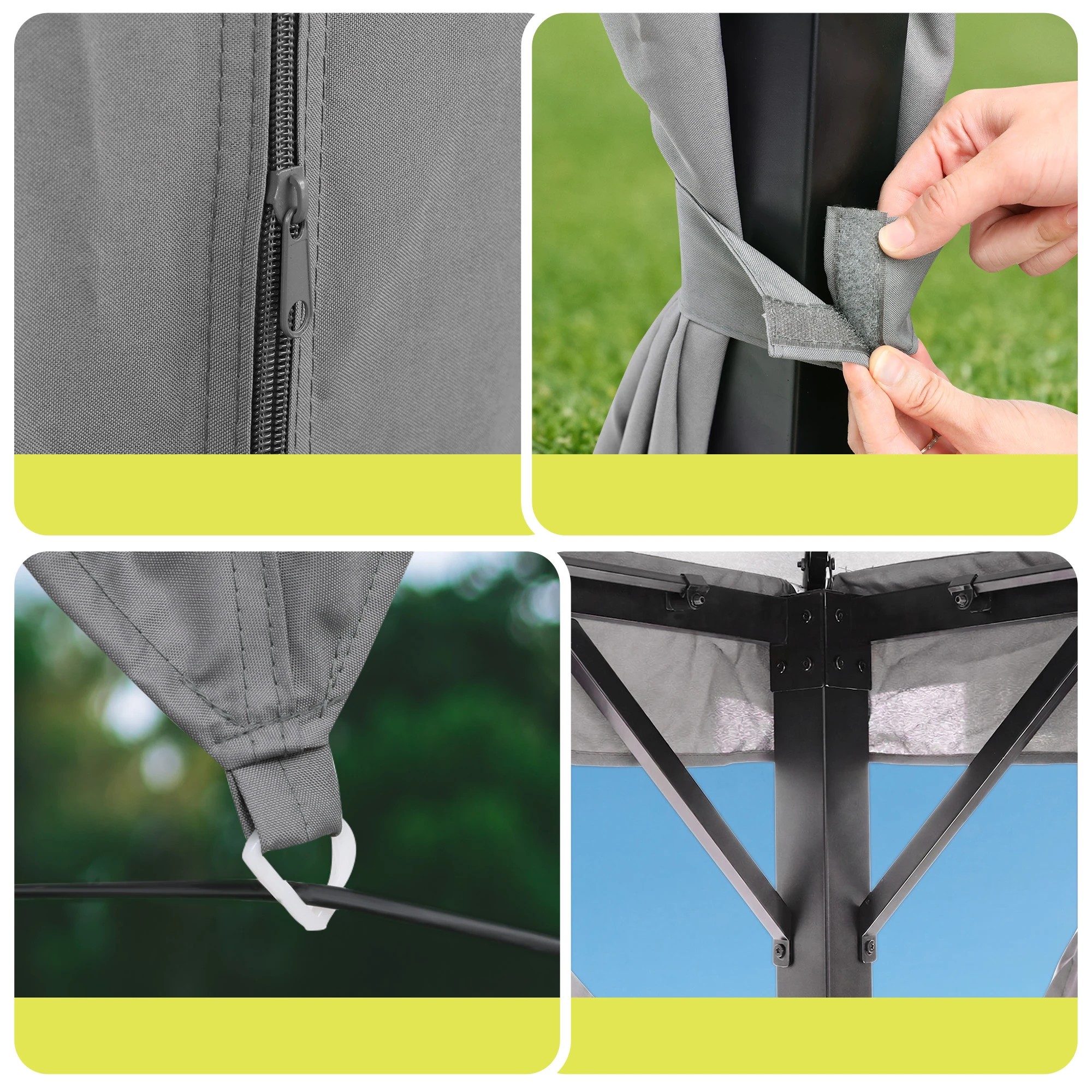 7 Instahut Gazebo Canopy Outdoor Steel Frame Patio Tent Curtains Marquee - Grey, 7 of 7