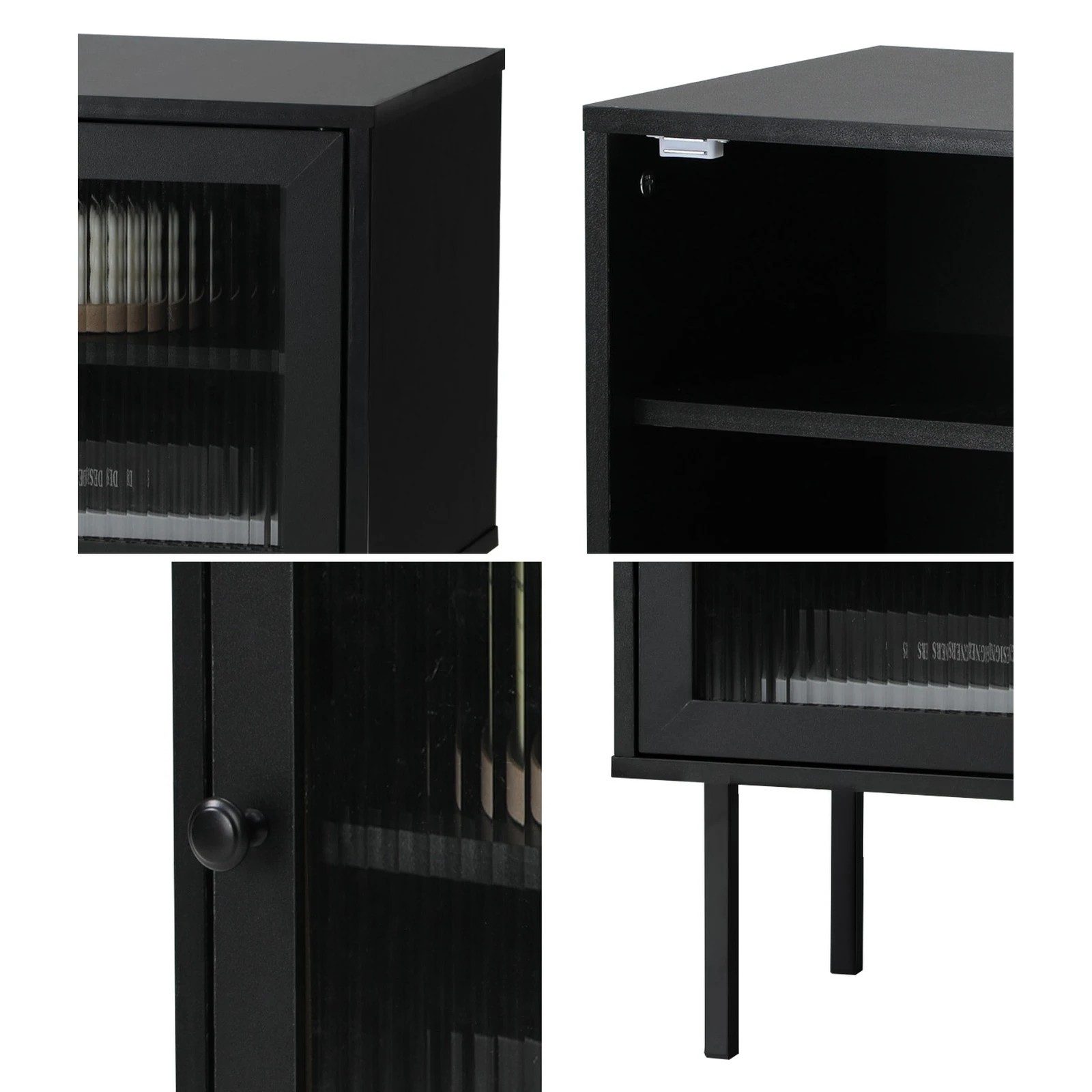 4 Oikiture Bedside Tables Nightstand Storage Cabinet Side End Table Wood
 - Black, 4 of 10