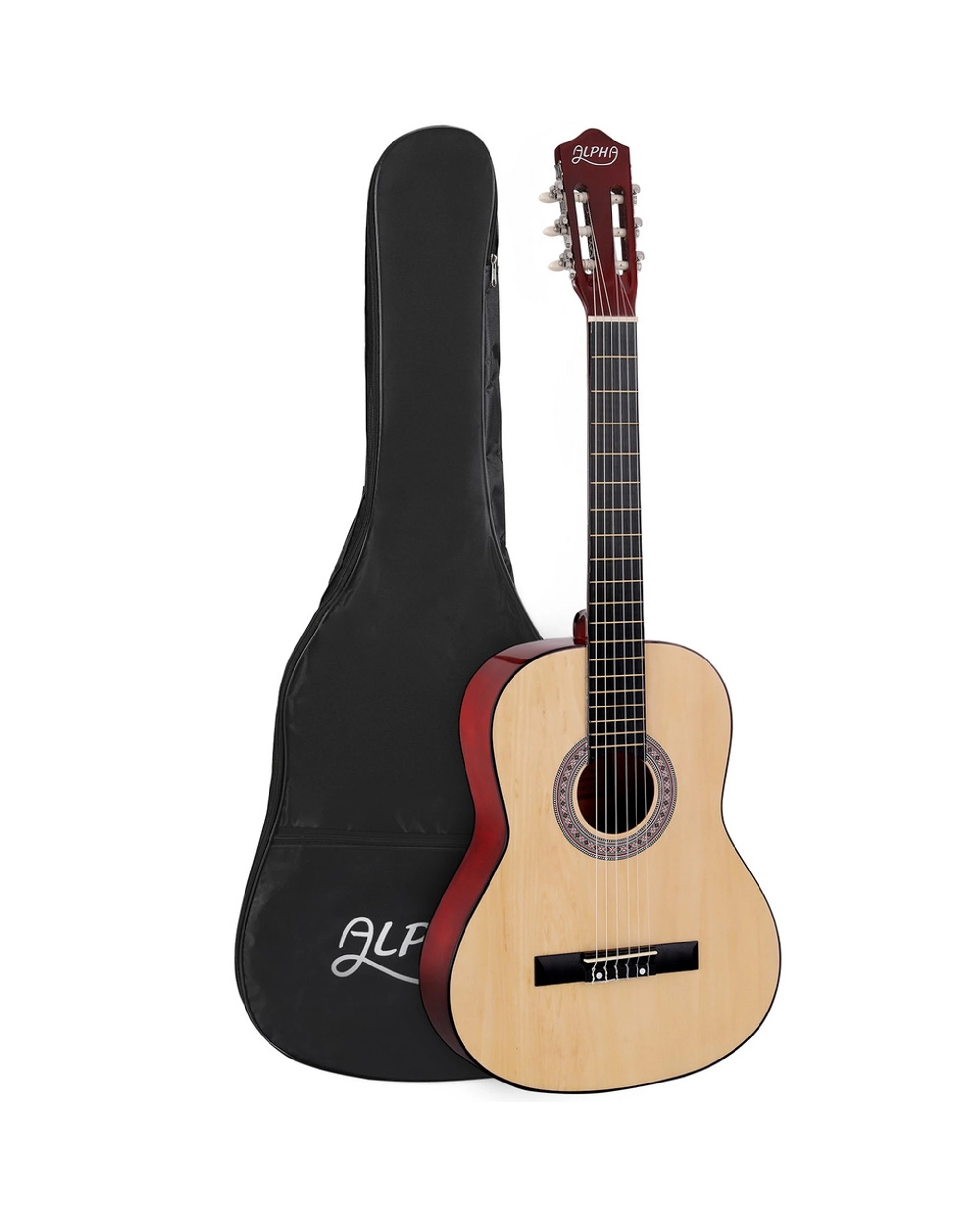 1 Alpha 39 Inch Classical Guitar Wooden Body Nylon String Beginner Gift - Natural, 1 of 7