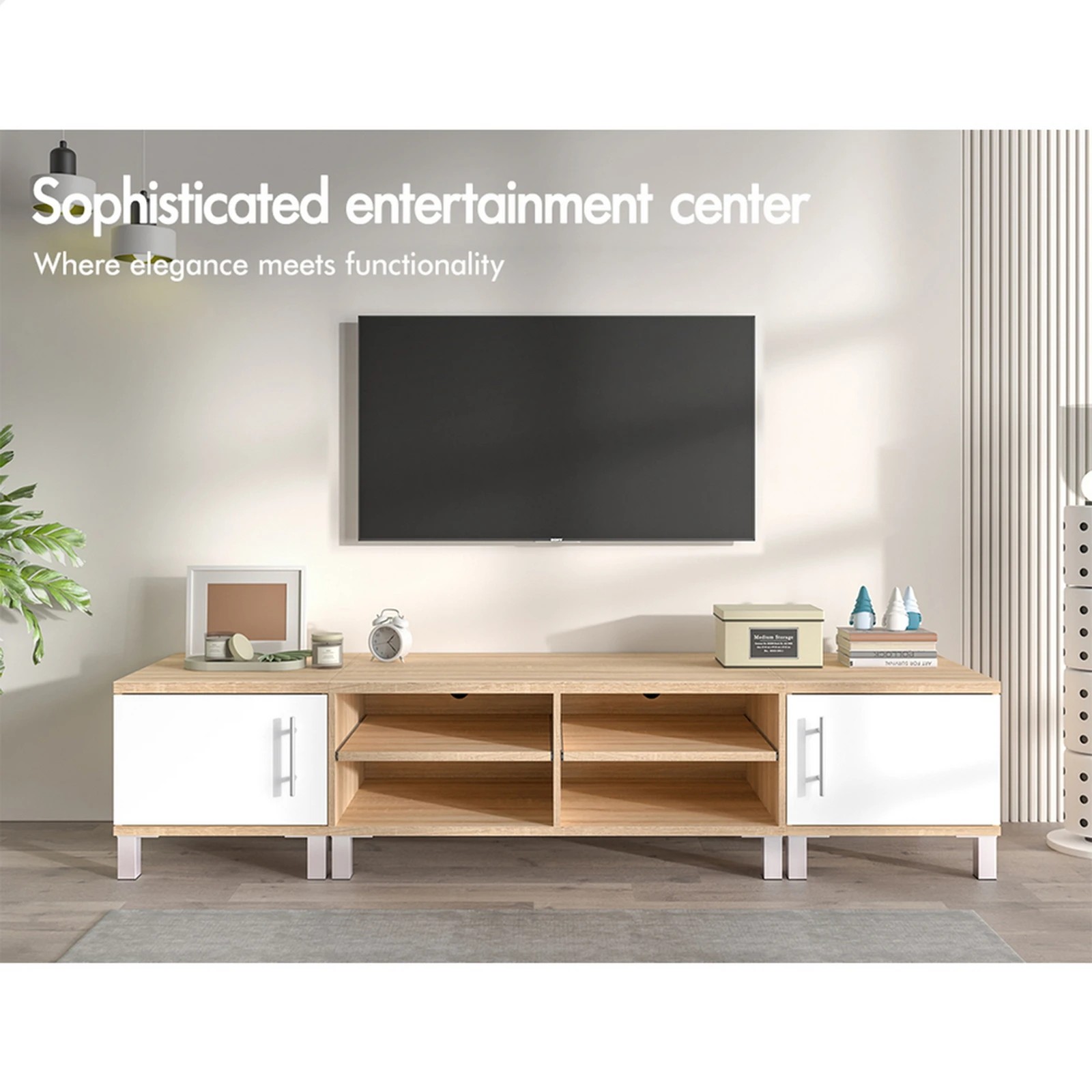 2 Alfordson Entertainment Unit TV Cabinet Stand Storage Drawer 190cm - Wood, 2 of 10