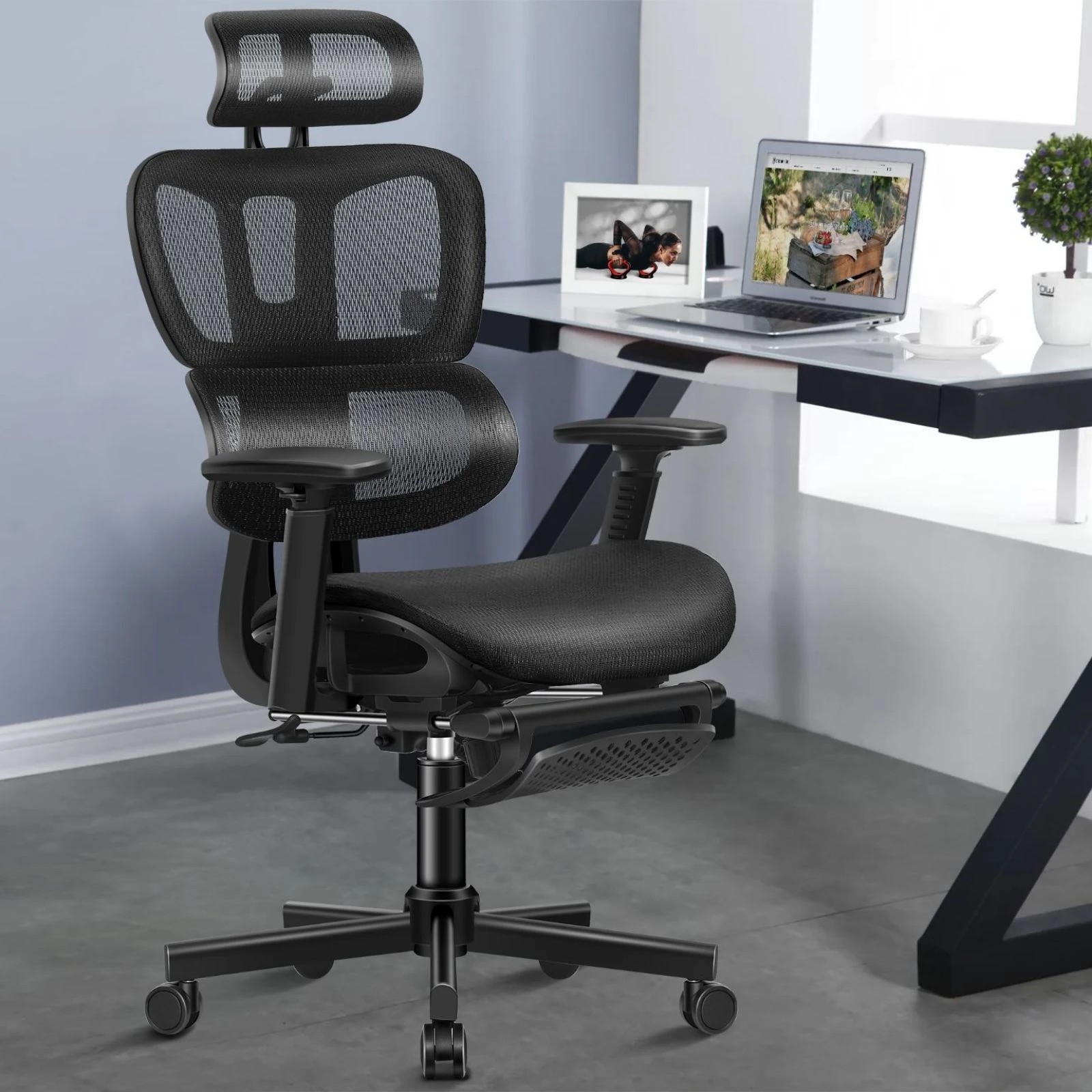 3 Alfordson Ergonomic Office Chair Mesh Executive Seat Work Computer Gaming - Black, 3 of 10