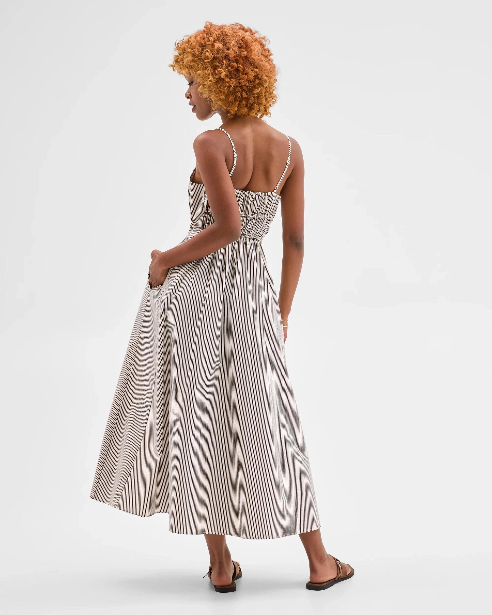 3 Target Petites Petites Australian Cotton Channel Tie Maxi Dress BURNETTE/WHITE STRIPE, 3 of 5