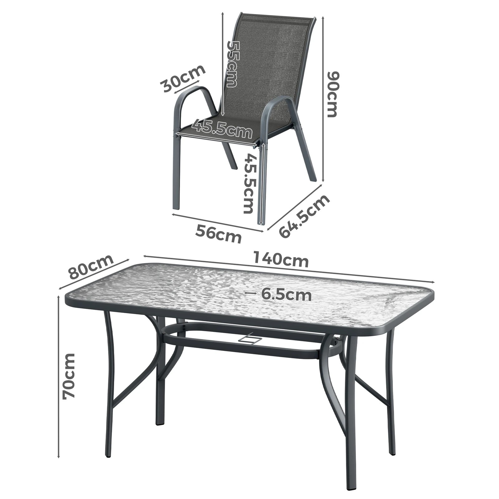 5 Alfordson 7PCS Outdoor Dining Set Patio Table and Chairs Garden Furniture - Grey, 5 of 10