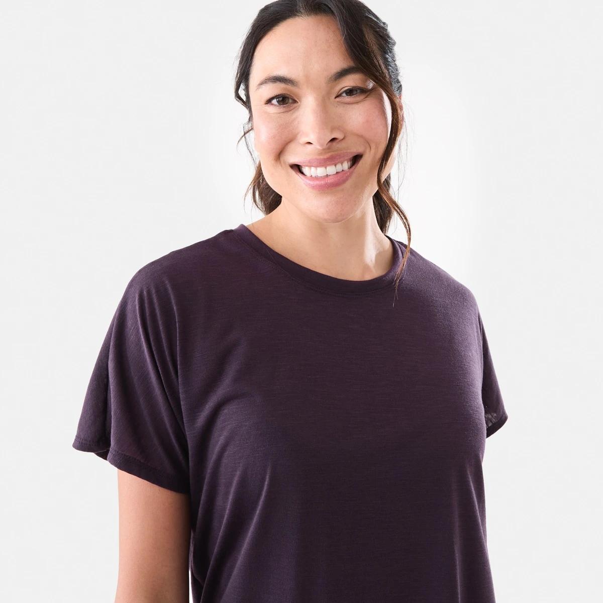 4 Active Womens Relax Sleeve T-shirt Purp Rasin, 4 of 5