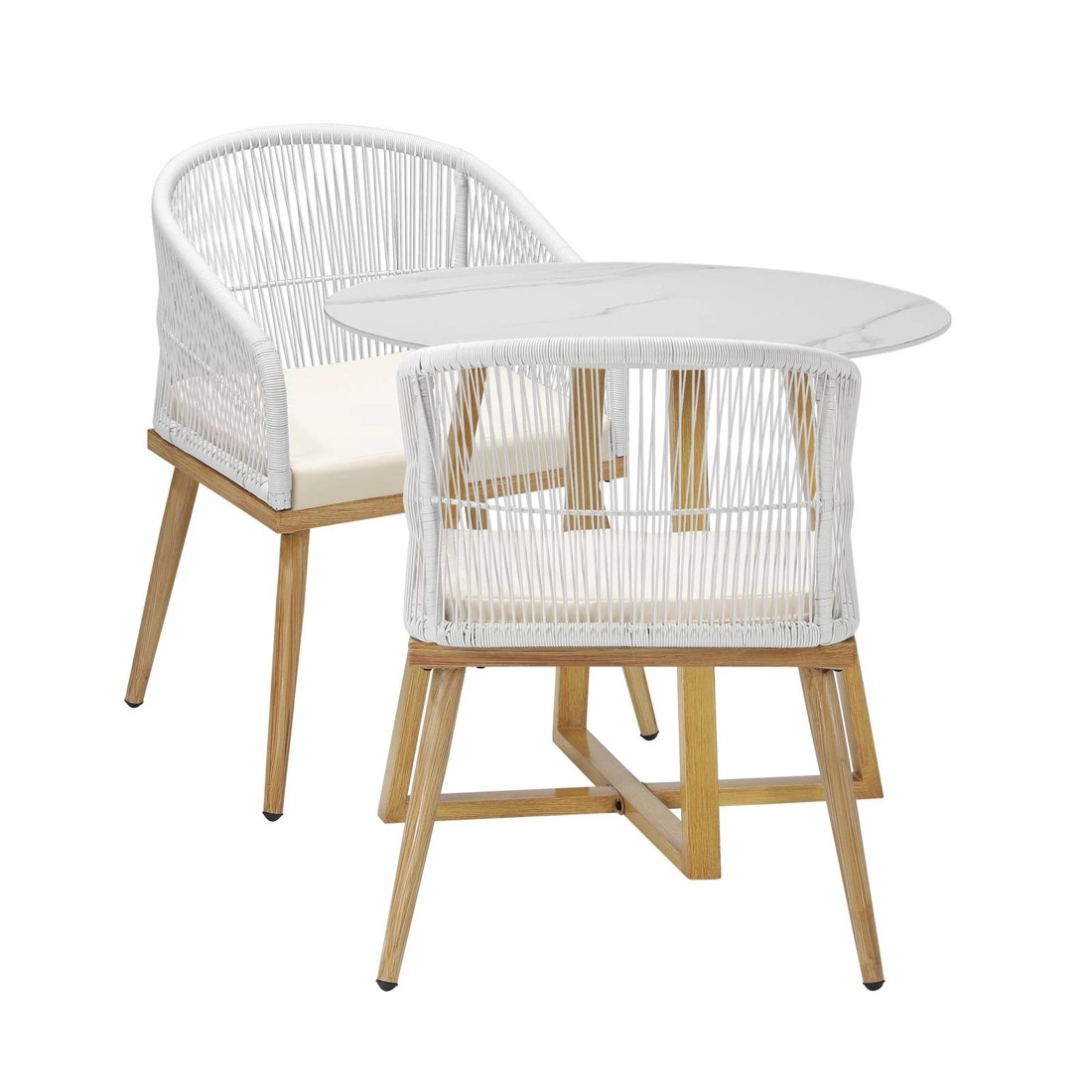 4 Livsip 3 Piece Outdoor Dining Setting Table Lounge Chairs Patio Furniture Set
 - Multi, 4 of 10