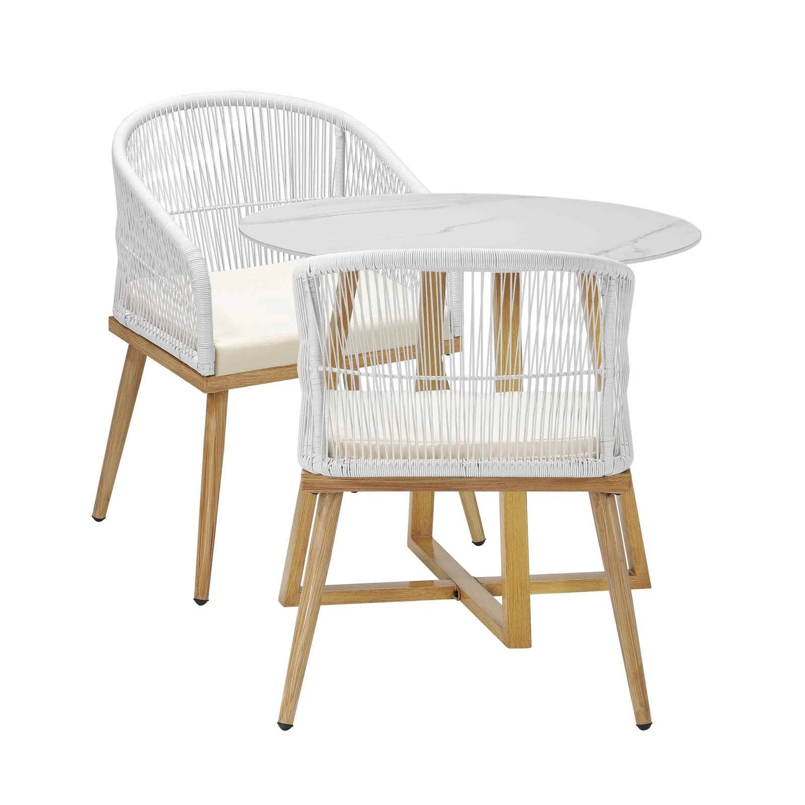 4 Livsip 3 Piece Outdoor Dining Setting Table Lounge Chairs Patio Furniture Set
 - Multi, 4 of 10