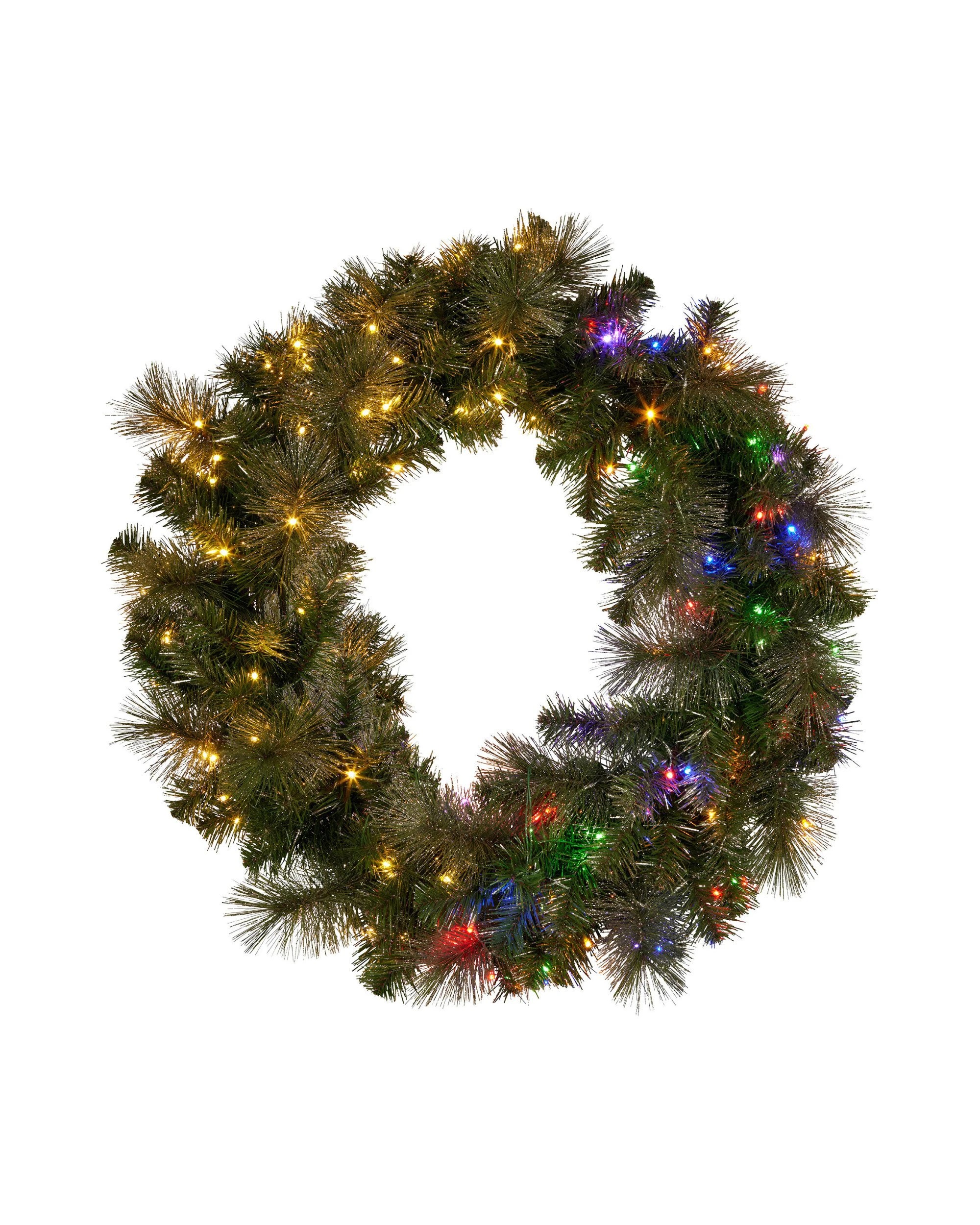 1 Christabelle 1.22m Split 2pc Christmas Wreath With Led Lights Pine Dual Front Doors Decoration Ornament, 1 of 8