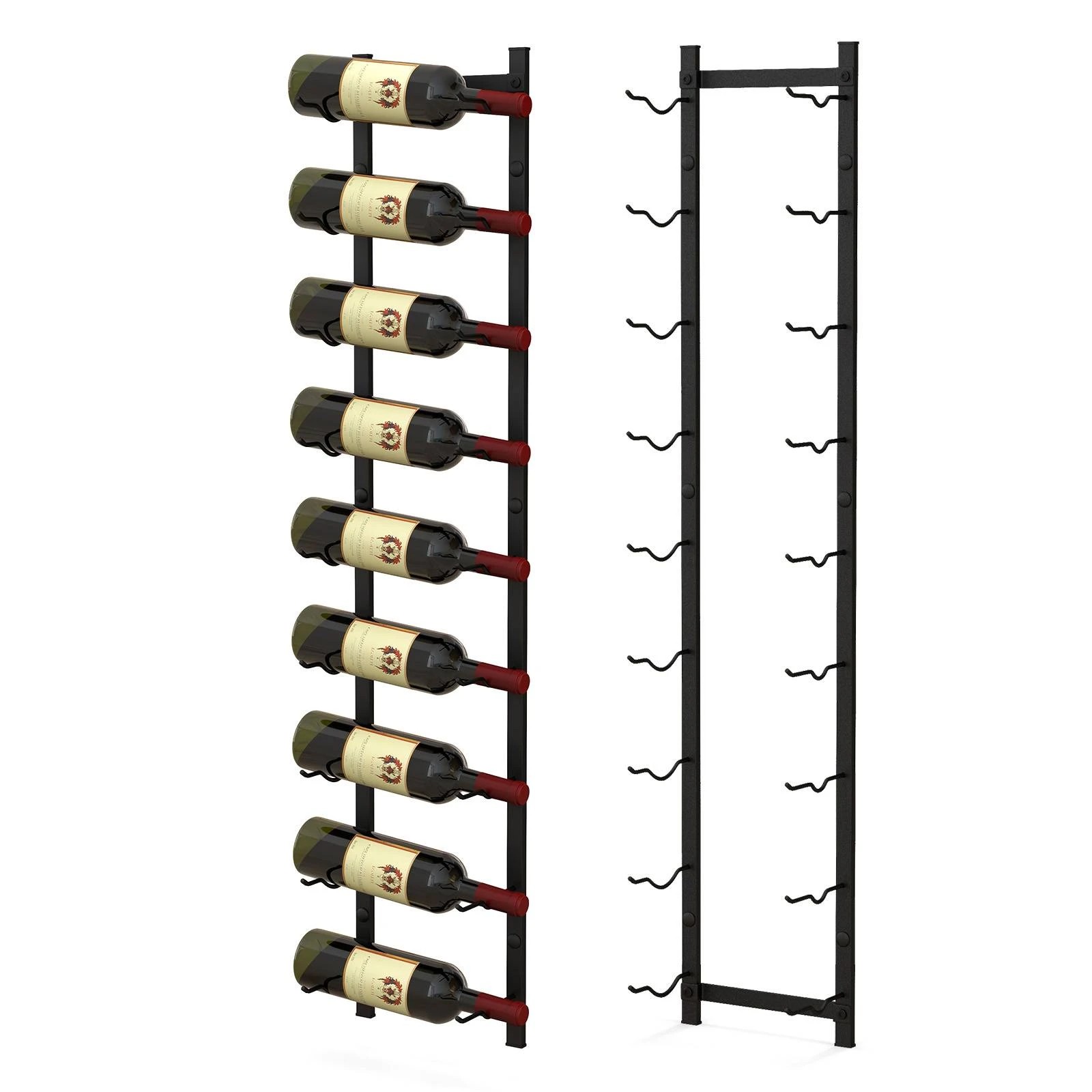 1 Costway Metal Frame Wine Rack 9 Holders Wall Mounted - Black, 1 of 1