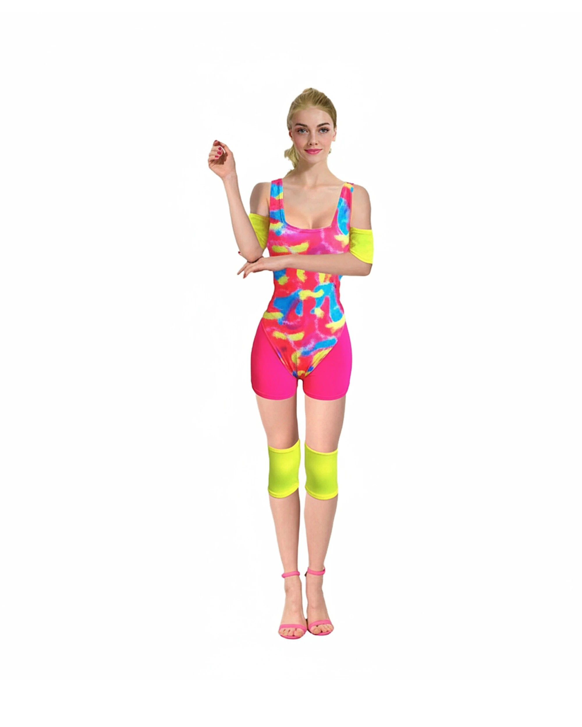 1 JD Party Adult 80s Workout Costume Colourful Retro Design XS/S - Pink, 1 of 1
