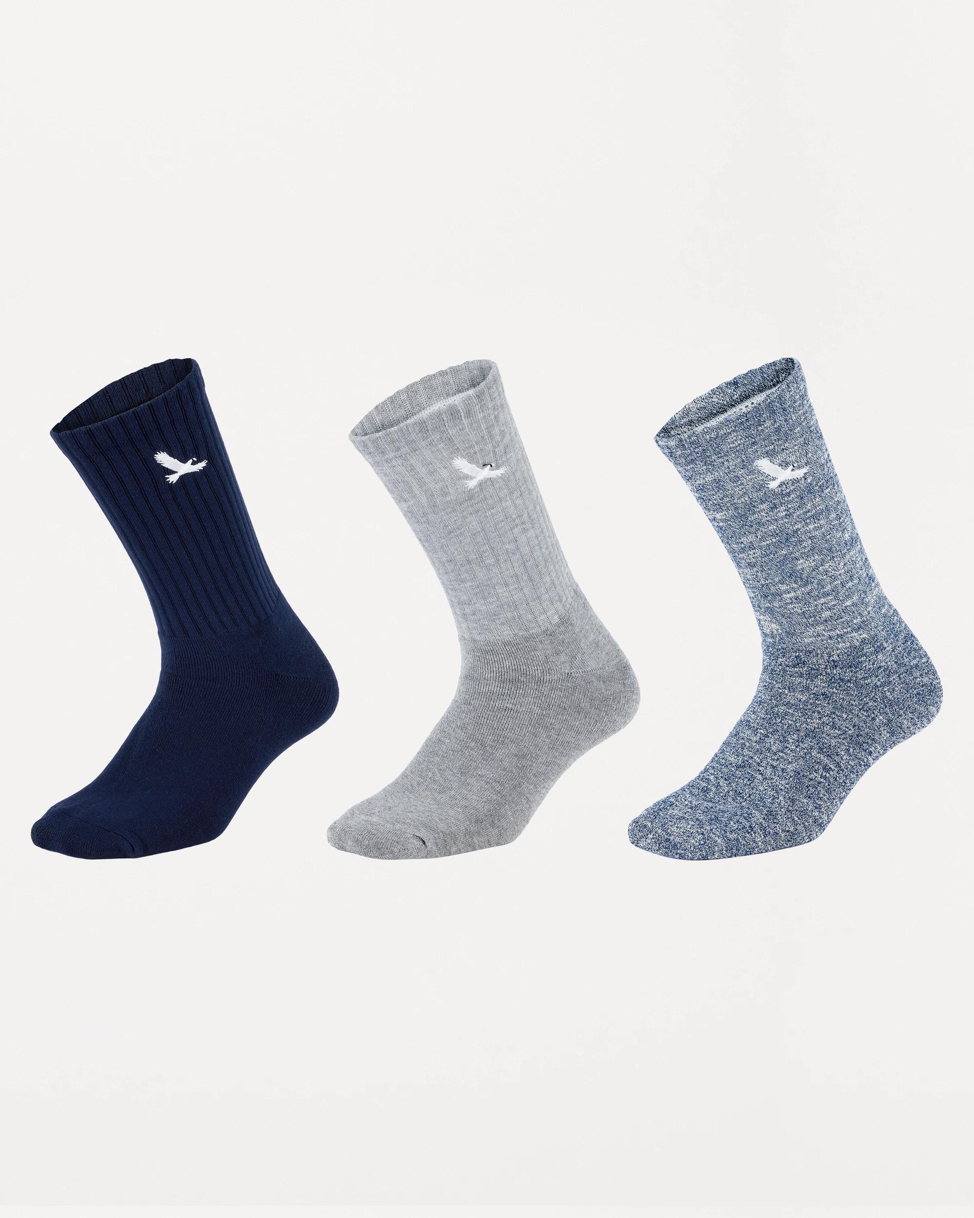 1 3 Pack Bamboo Rib Crew Socks Navy, 1 of 3