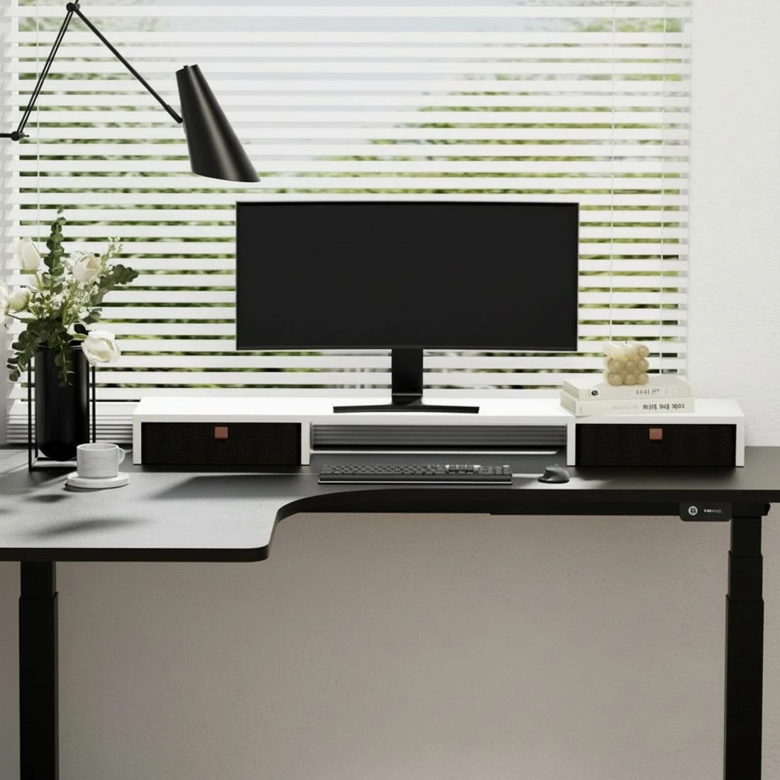 4 Artiss Standing Desk Desktop Storage Rack Shelf Removable Bookshelf Drawer 120cm - White, 4 of 4