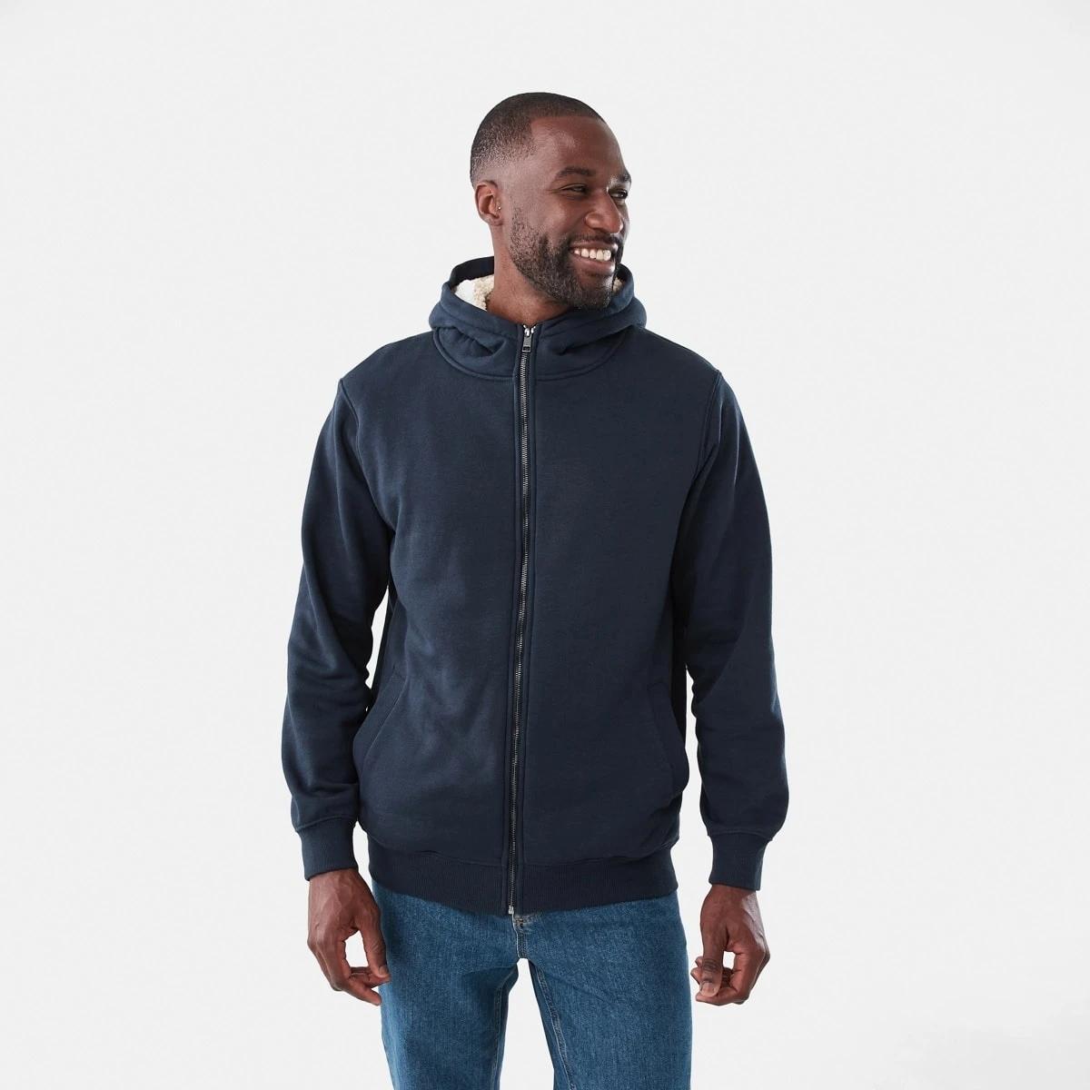 2 Sherpa Lined Zip Through Hoodie Nvy Sphire, 2 of 7