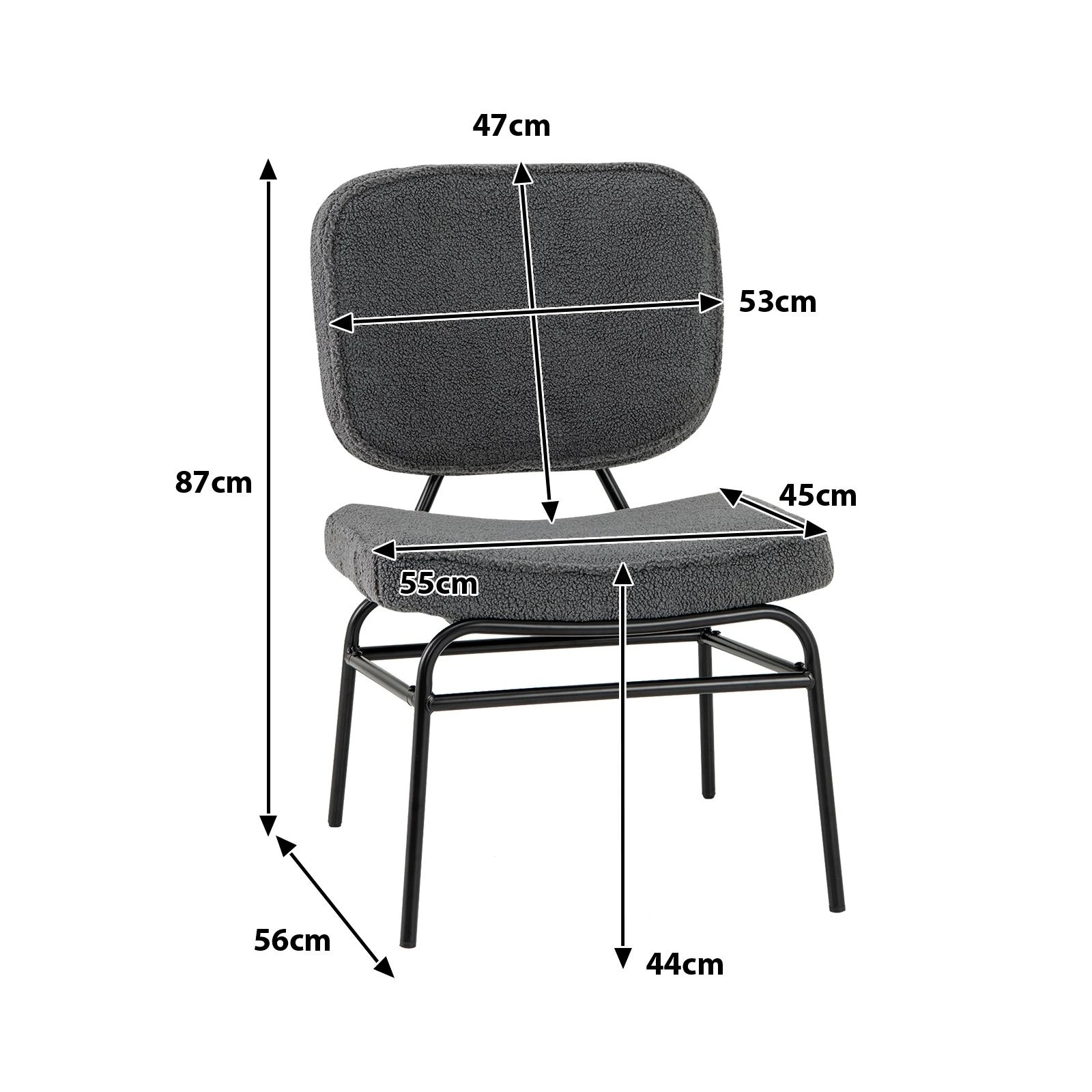 5 Costway Upholstered Chair Metal Structure Chair Reading Lounge Chair w/ Sponge Pad - Grey, 5 of 5