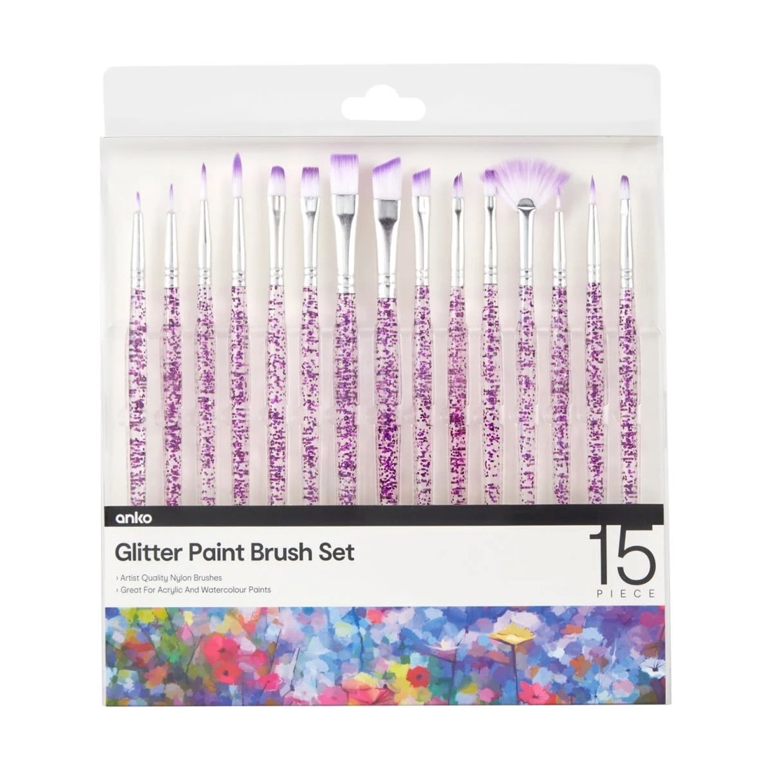 1 15 Piece Glitter Paint Brush Set, 1 of 3