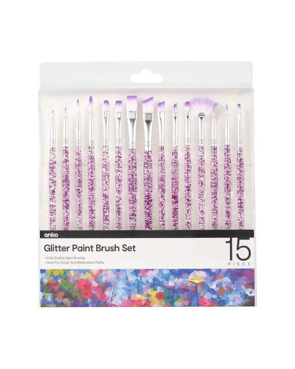15 Piece Glitter Paint Brush Set