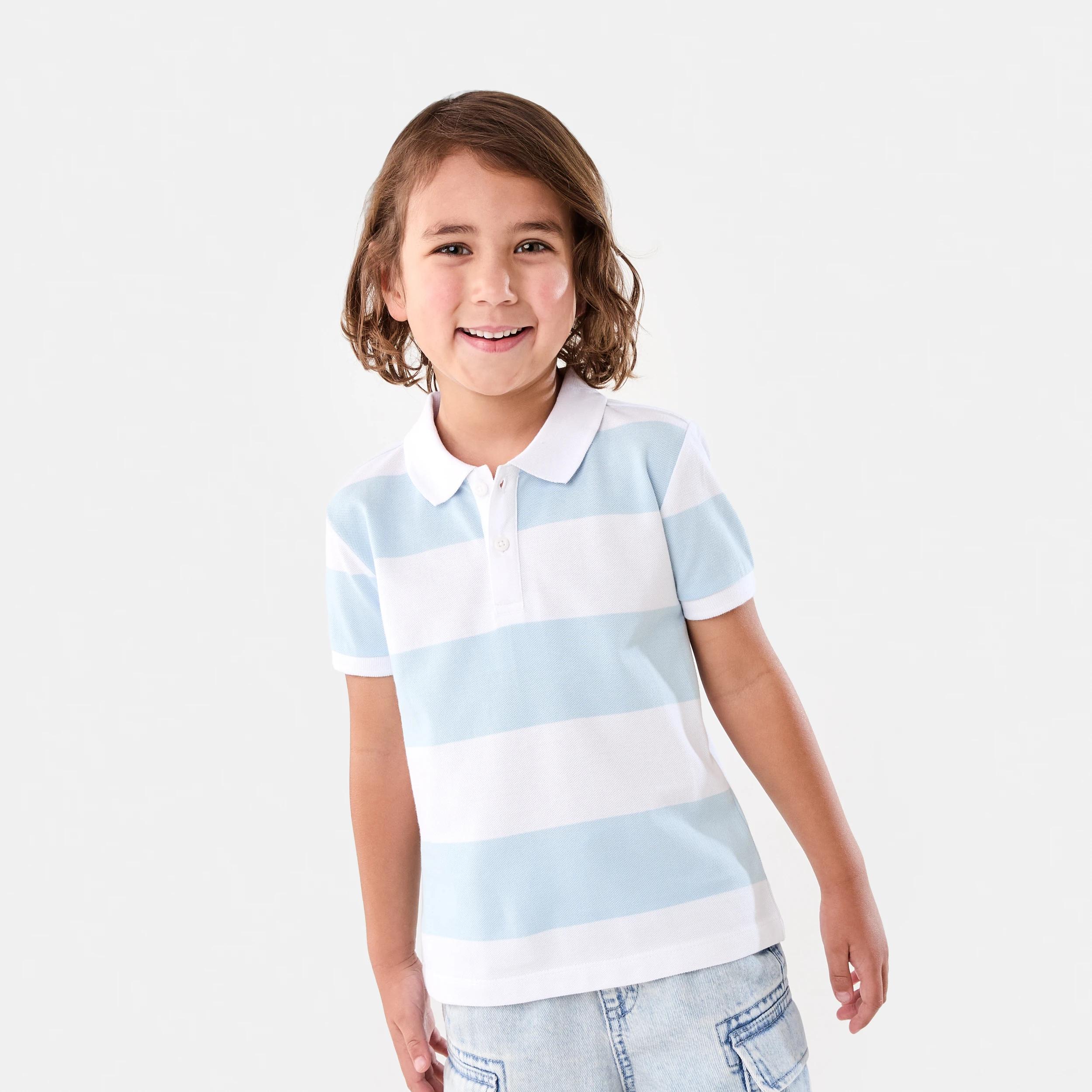 1 Stripe Polo T-shirt WIDE STRIPE LIGHT BLUE, 1 of 6