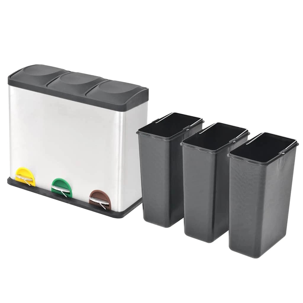 2 Vidaxl Trash Bin Recycling Bin - Silver, 2 of 5