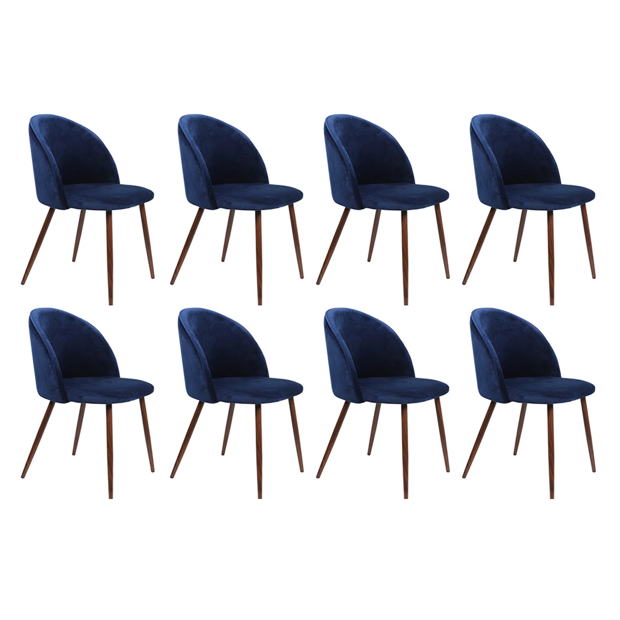 1 Levede 1 Set Of 8 Velvet Dining Chairs - Navy, 1 of 7