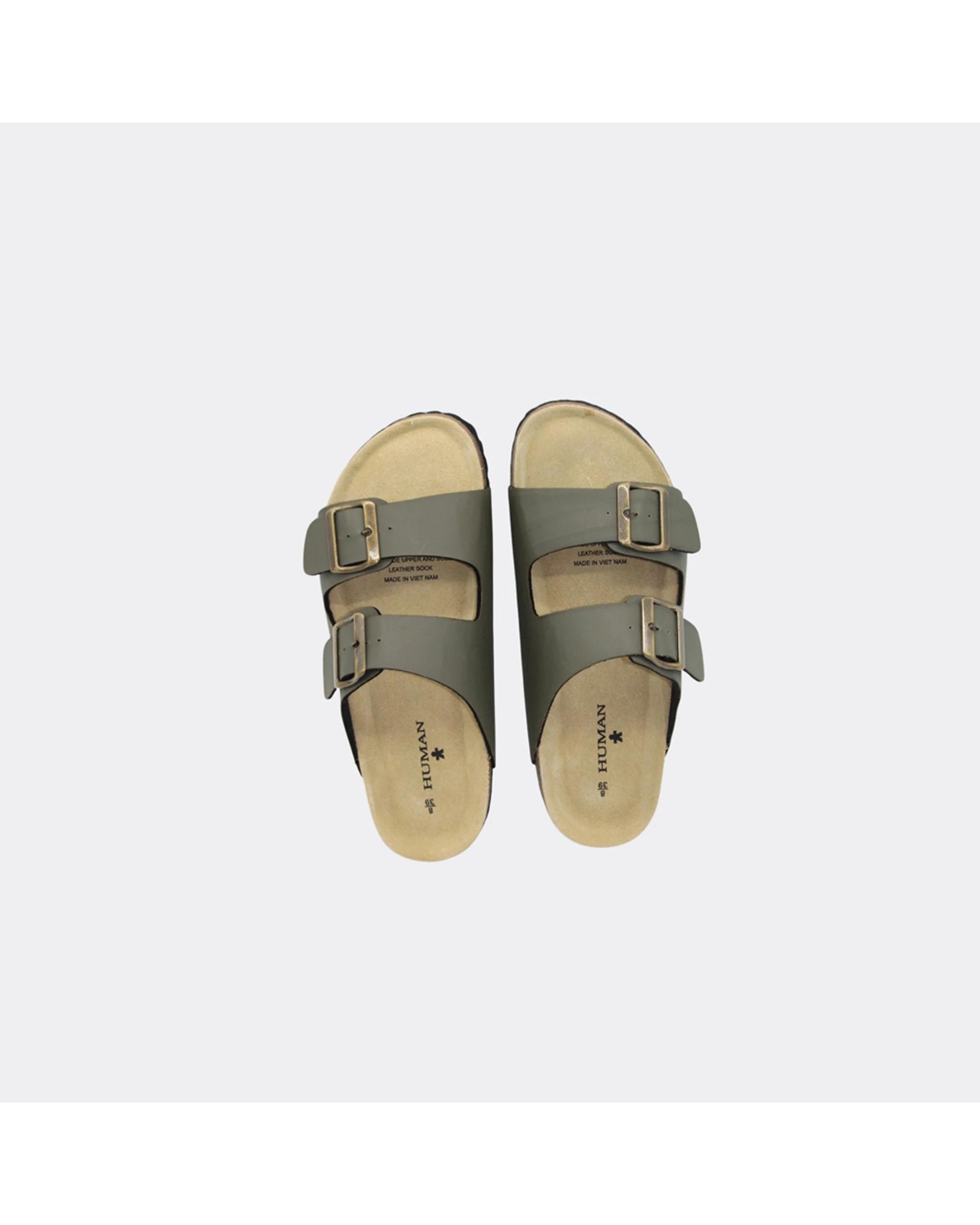 4 Human Shoes Ibiza Women's Slip On Sandals Double Buckle Ocelot VINTAGE GREEN, 4 of 7