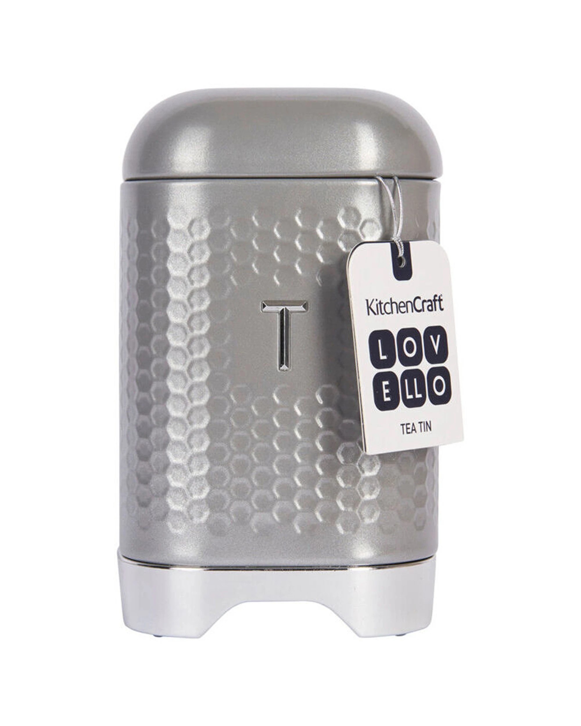 2 Kitchen Craft Lovello Geometric Textured Retro Tea Canister 19cm Shadow - Grey, 2 of 7