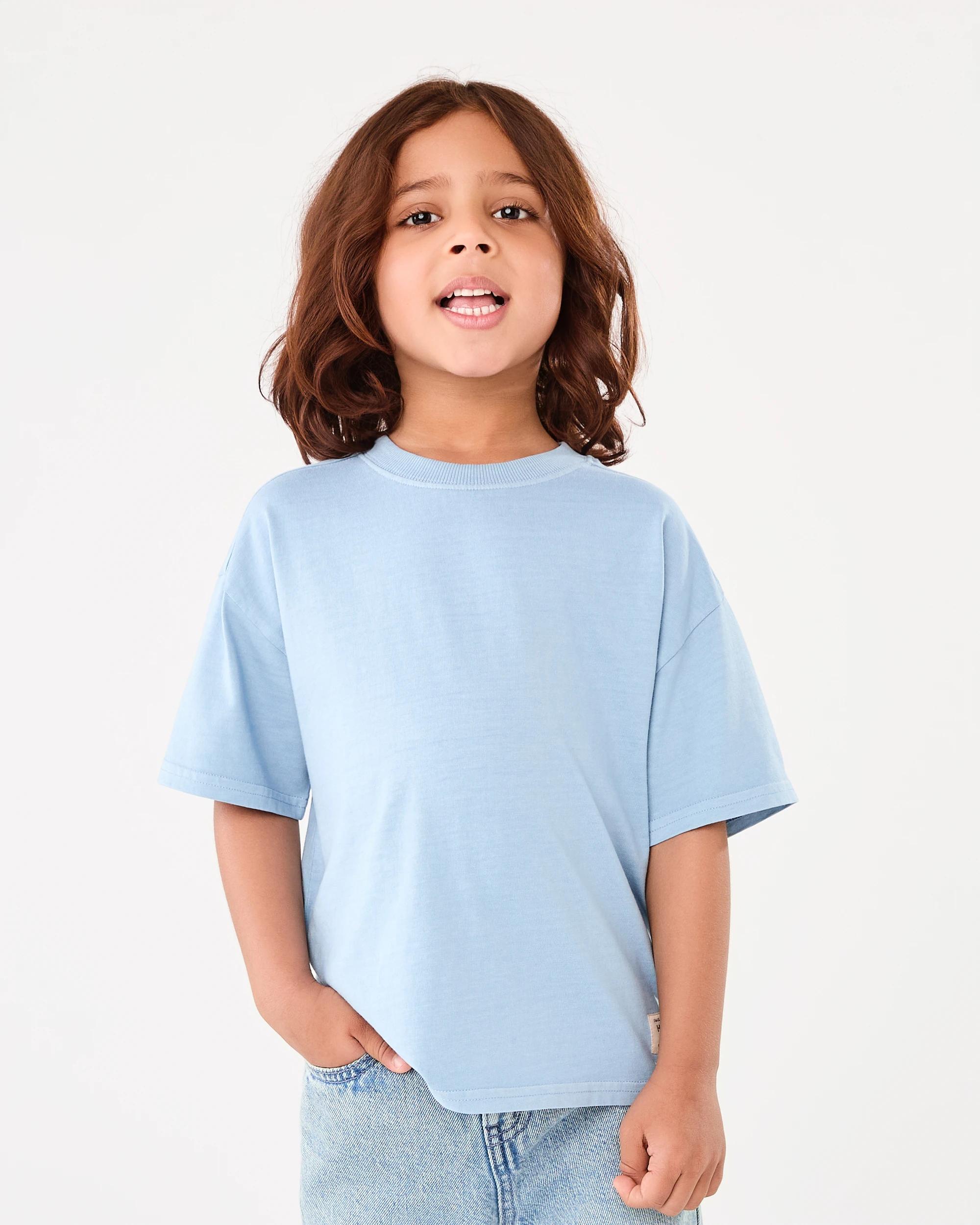 1 Oversized Washed T-shirt Faded Blue, 1 of 7