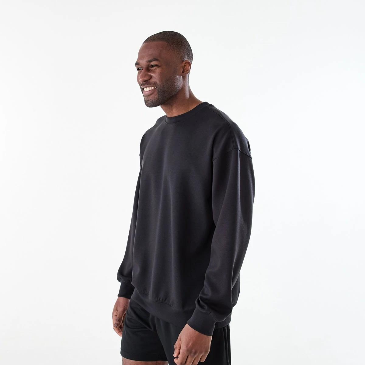 2 Active Mens Relaxed Scuba Crew Neck Sweatshirt BLACK, 2 of 6