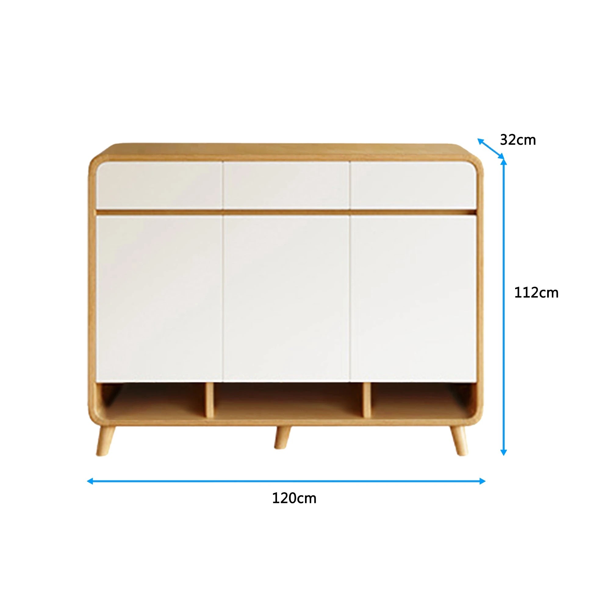 4 Foret Shoe Cabinet Shelf Modern Large Storage Cupboard 2 Drawers 120cm White, 4 of 10
