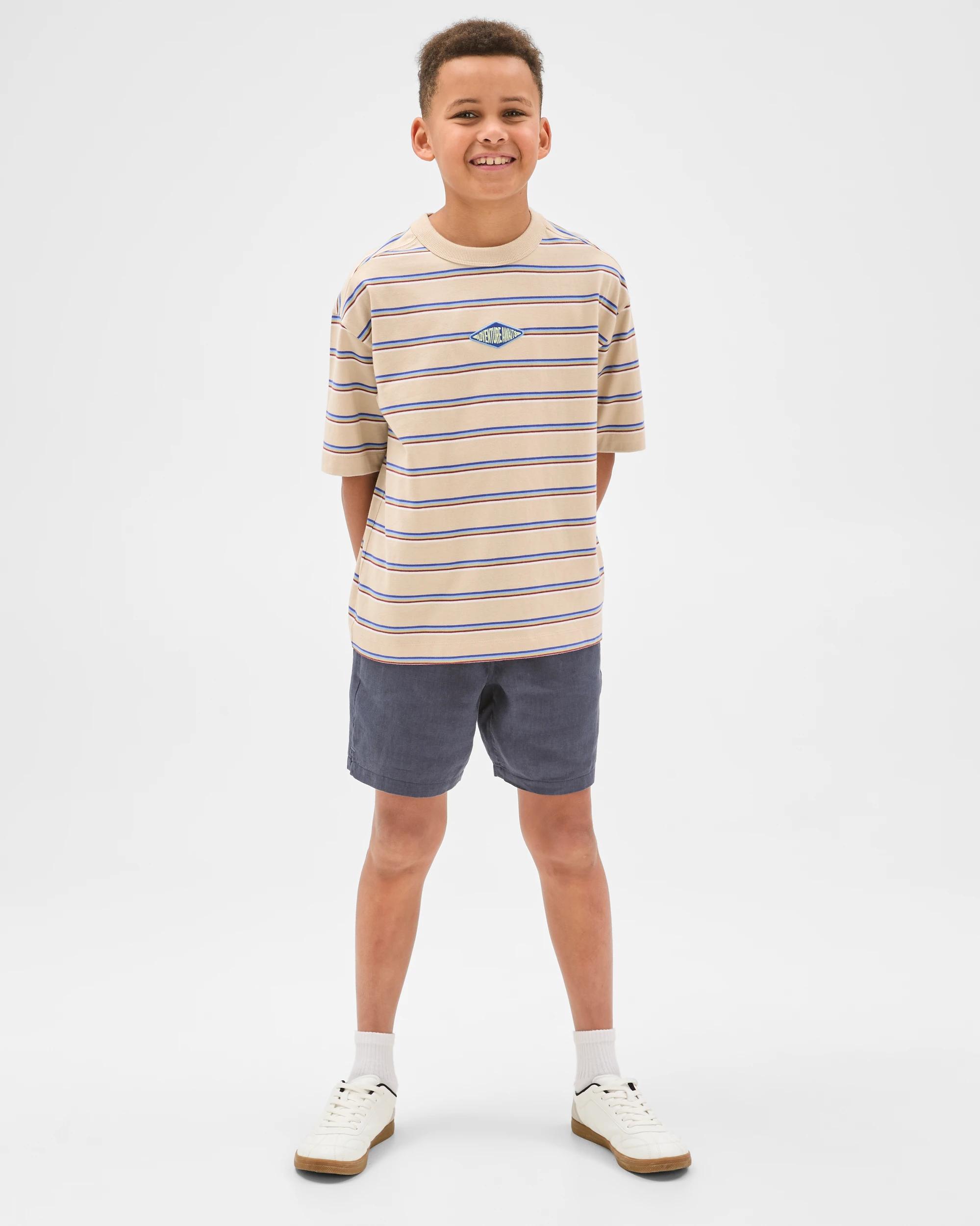 1 Target Kids Australian Cotton Oversized Striped T-Shirt NEUTRAL, 1 of 7