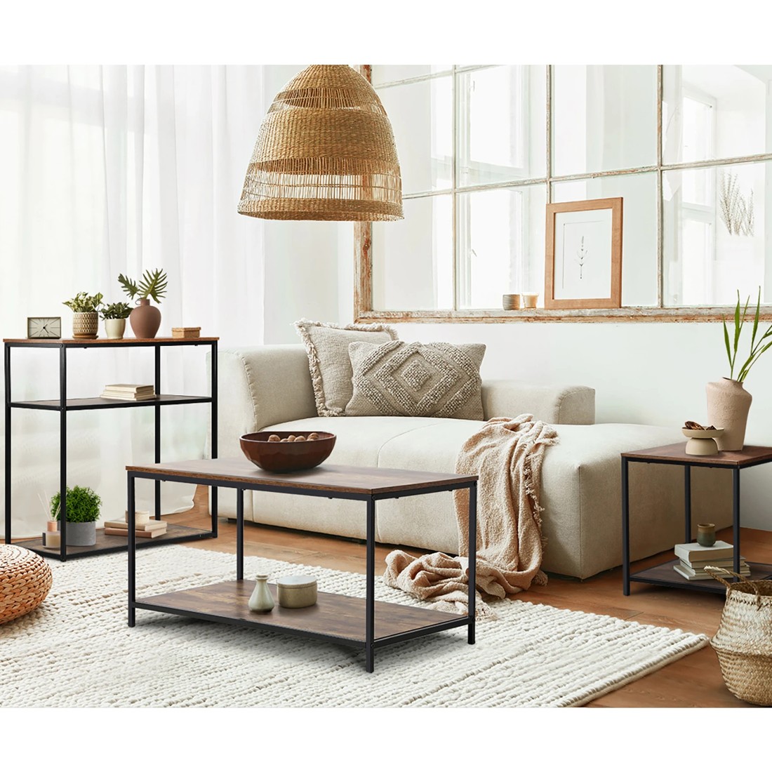 6 Oikiture Coffee Table Side Table Storage Rack Shelf 2-tier
 - Multi, 6 of 10