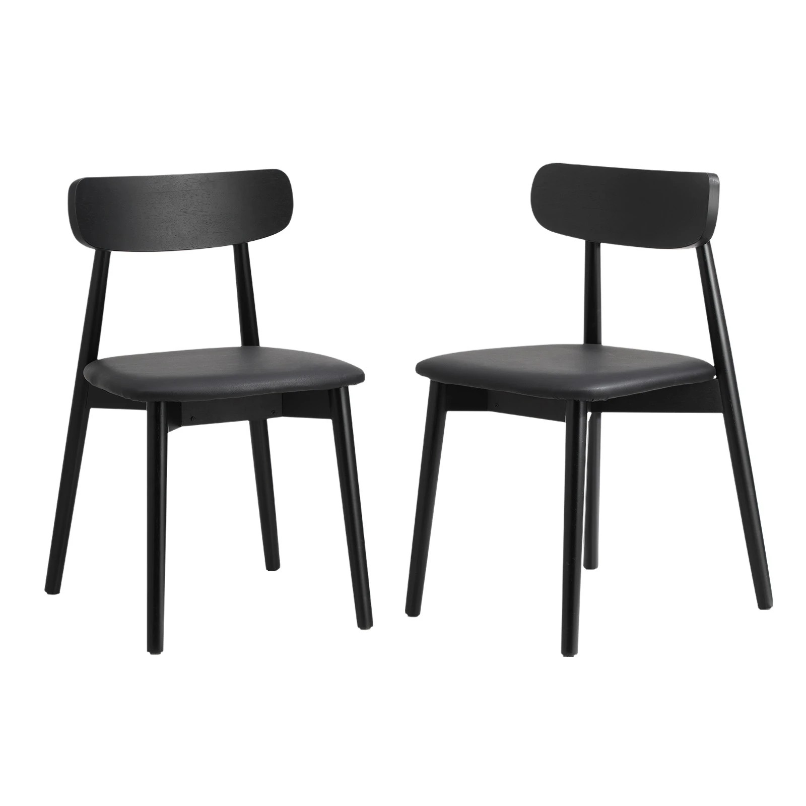 1 Oikiture 2x Dining Chairs Kitchen Chair Pu Leather Solid Wood Cafe Lounge
 - Black, 1 of 10