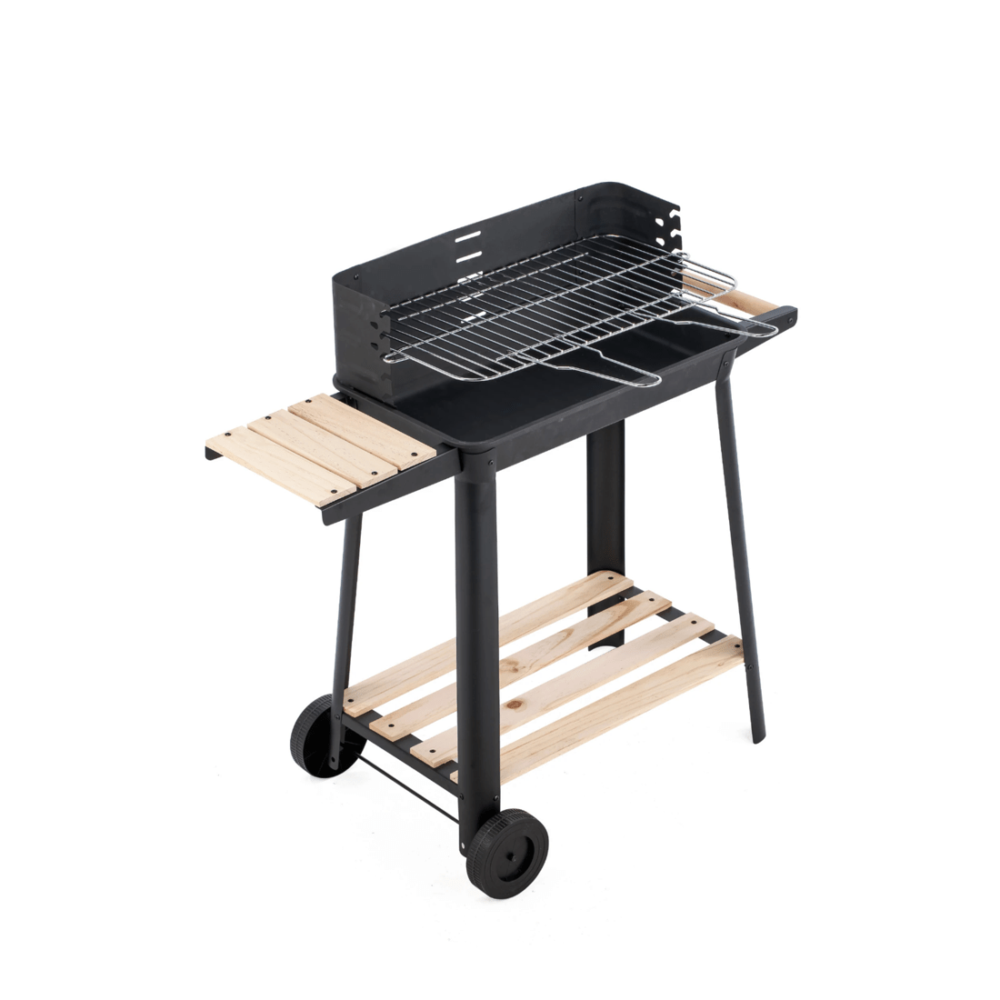3 Hacienda Charcoal Grill BBQ with Manual Rotisserie Stick on Trolley Stand, 3 of 3