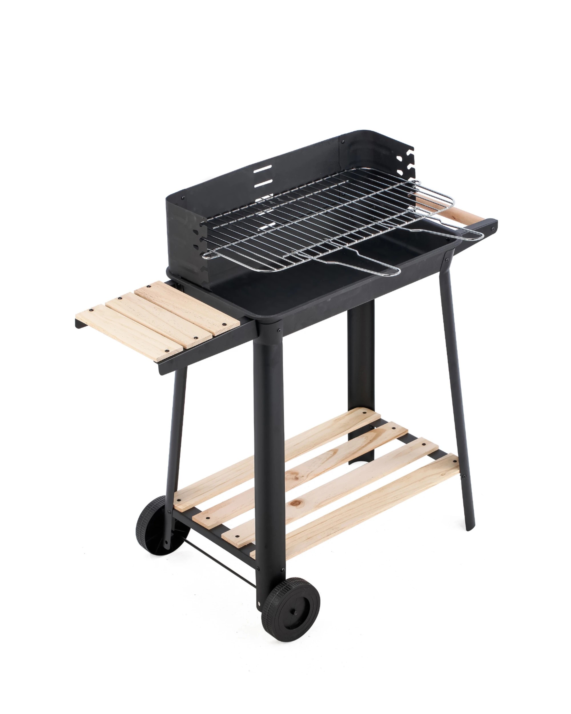 3 Hacienda Charcoal Grill Bbq With Manual Rotisserie Stick On Trolley Stand, 3 of 3