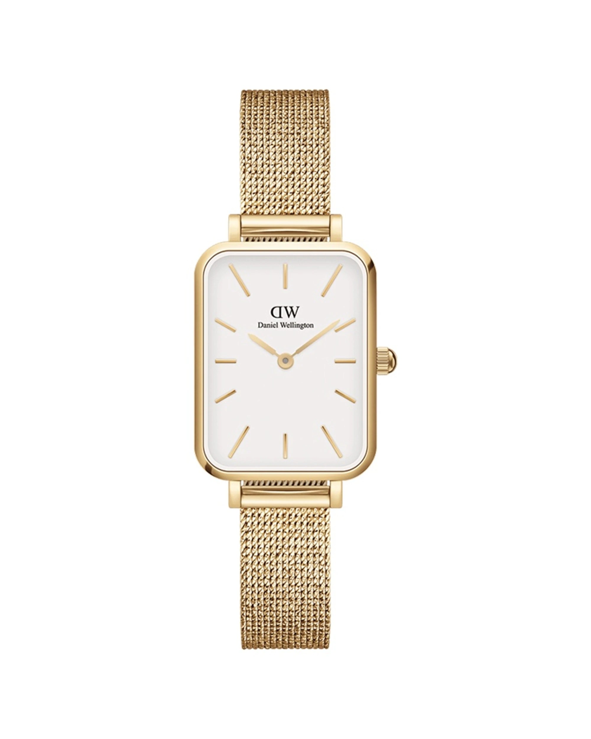 1 Daniel Wellington Quadro 20x26mm Pressed Evergold Gold Stainless Steel Watch White Dial, 1 of 5