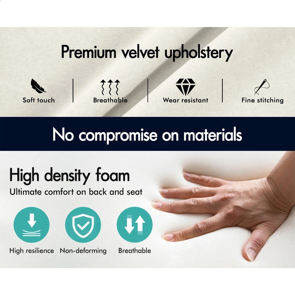 9 Alfordson Office Chair Computer Executive Seat Work Ottoman Velvet - Beige, 9 of 10