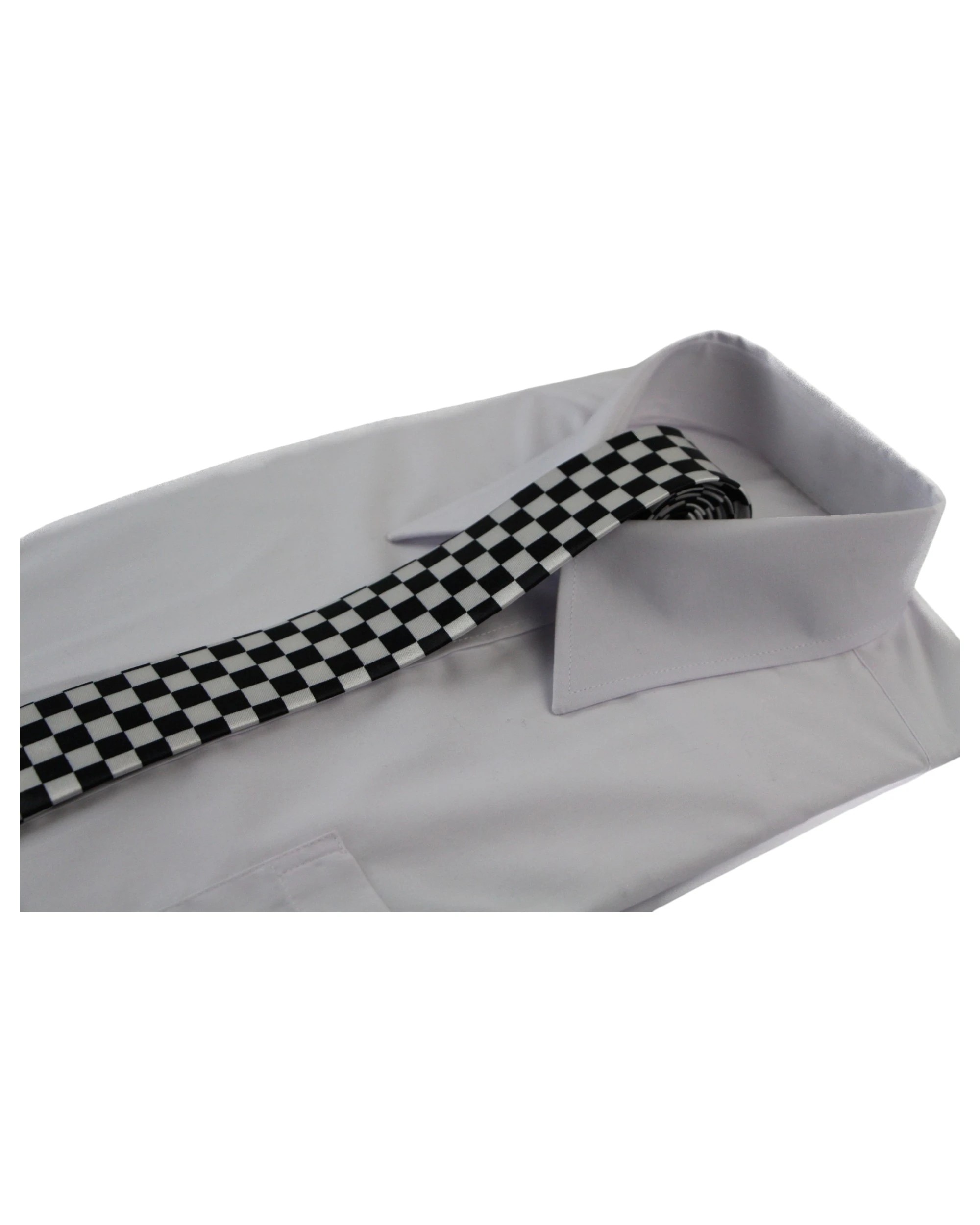3 Zasel Mens Black & White Check 5cm Skinny Neck Tie - Multi, 3 of 3
