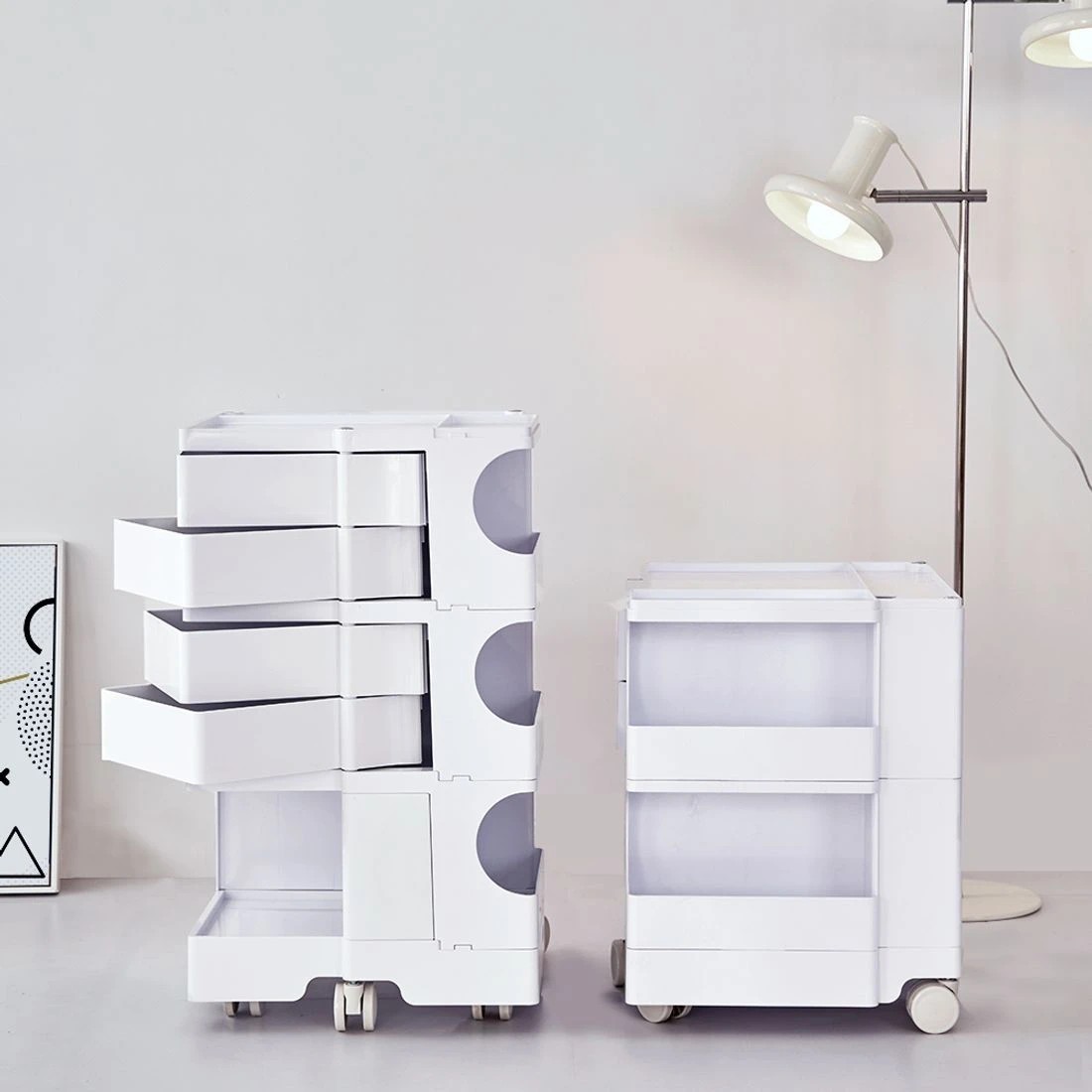 8 Artiss Storage Trolley Cart Bedside Table 5 Tier - White, 8 of 9