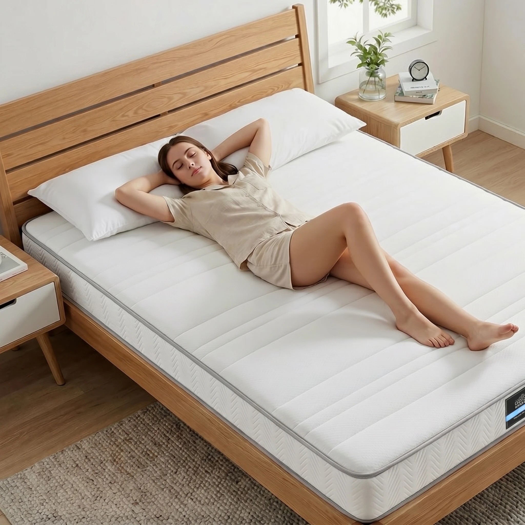 4 Giselle Bedding Mattress 20cm with Reinforced Edge Support Egg-Crate - Double Bed - White, 4 of 7